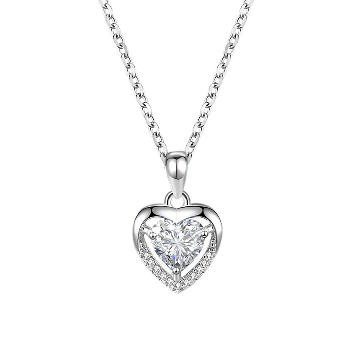 Collana Argento 925 per Donna e Bambina - Ciondolo Cuore con Zirconia Cubica - Gioiello Elegante per Ragazza