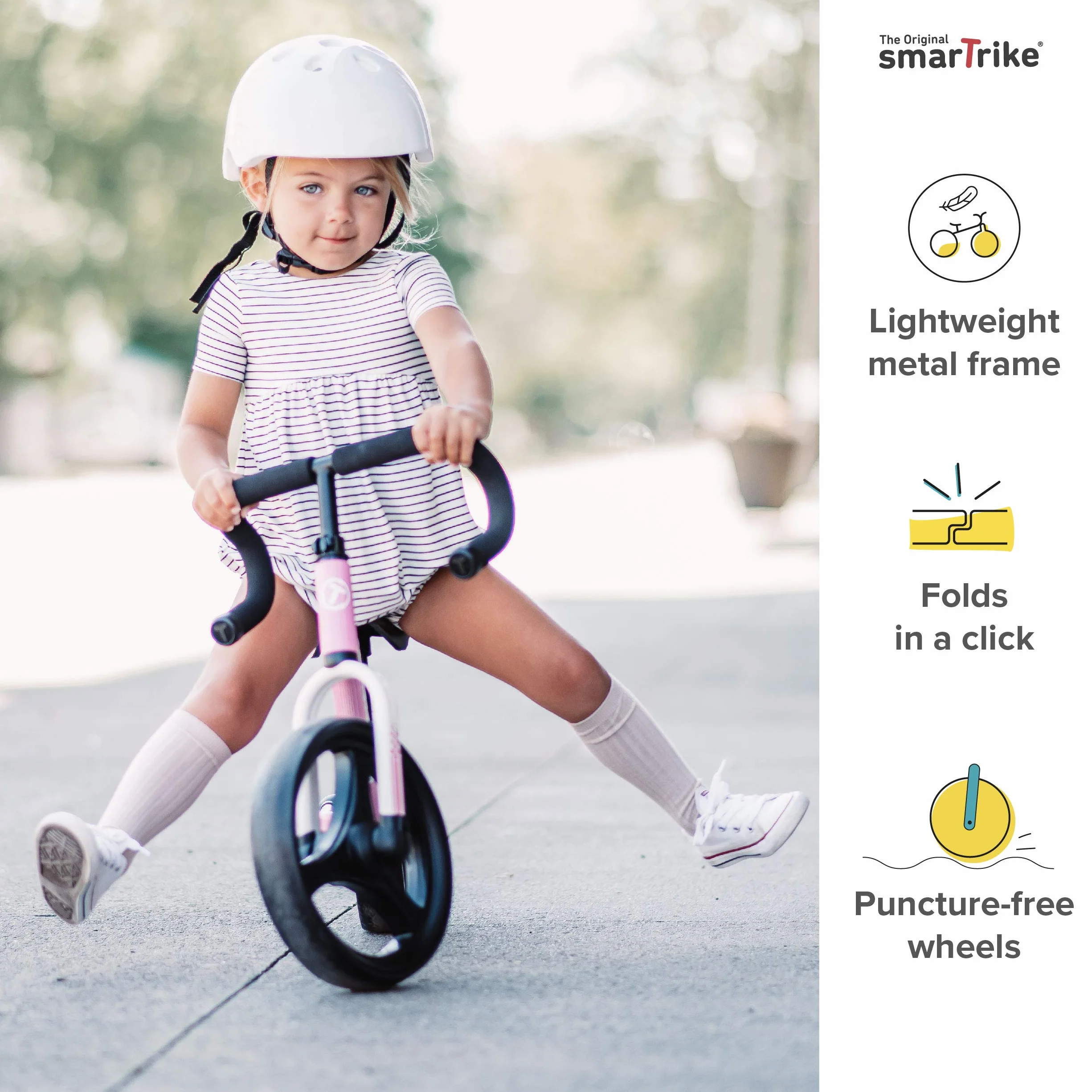 smarTrike Folding Balance Bike, Bicicletta Pieghevole con Attrezzi di Sicurezza per 2-5 Anni, Colore: Rosa Unisex-Bimbi 0-24, s