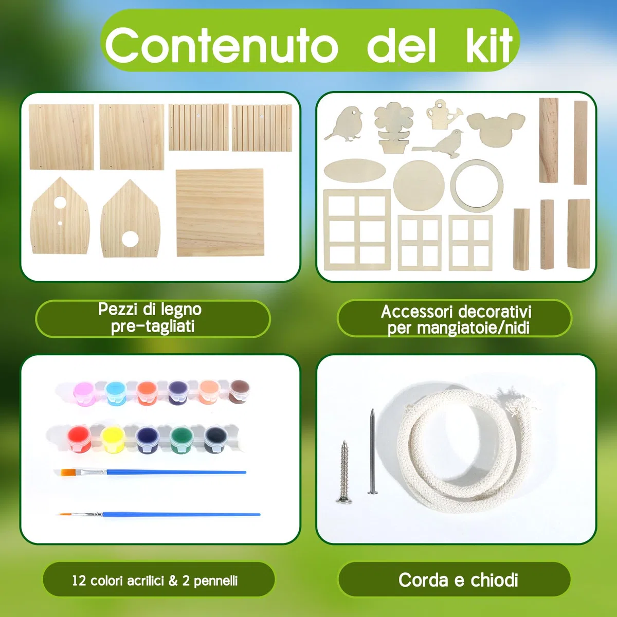 Kit di costruzione casetta per uccelli per bambini, casetta per uccelli da colorare, costruire e decorare cassette nido, set di fai-da-te in legno, kit DIY per bambine, bambini e bambini piccoli