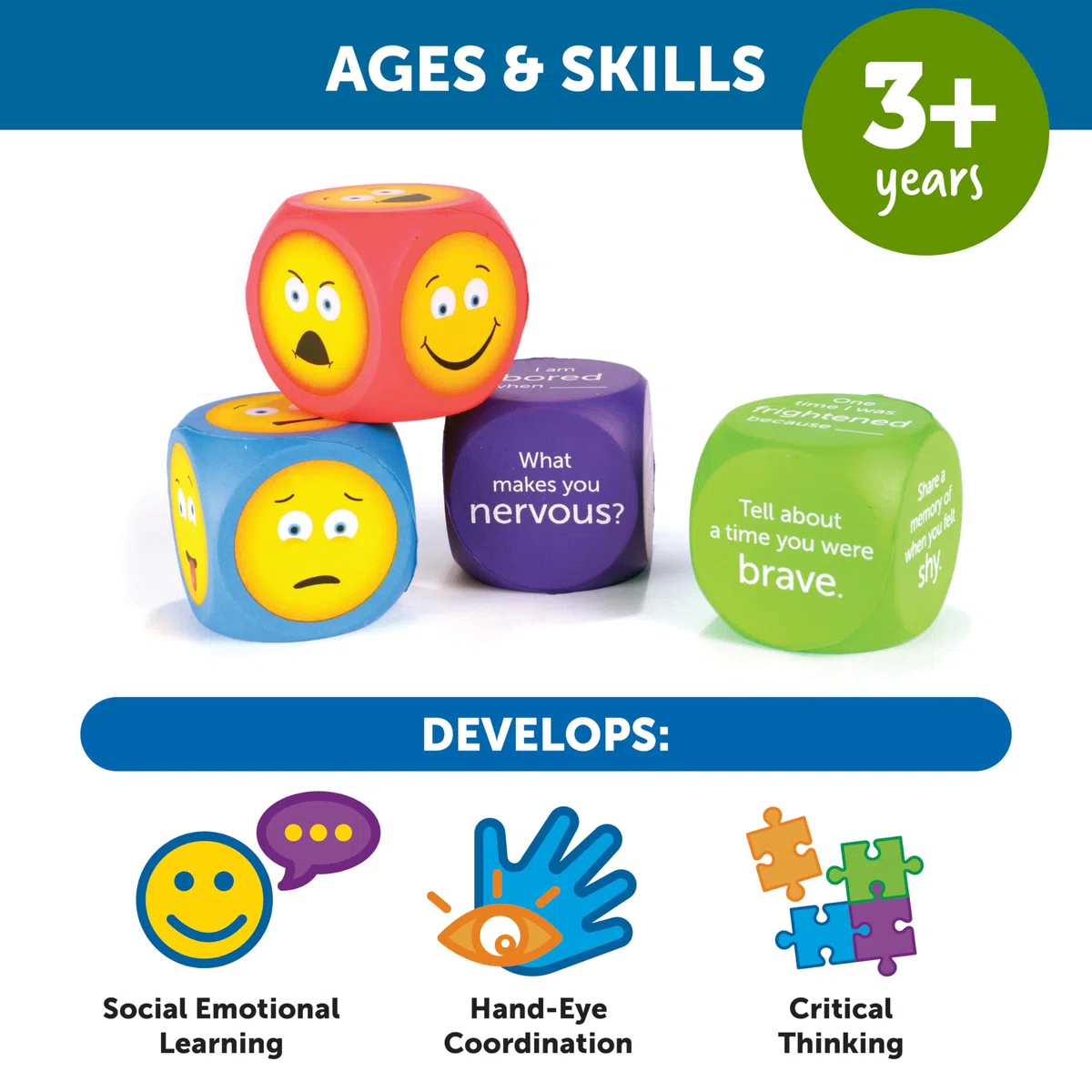 Learning Resources Dadi con Emoji in Schiuma Morbida (Set da 4)