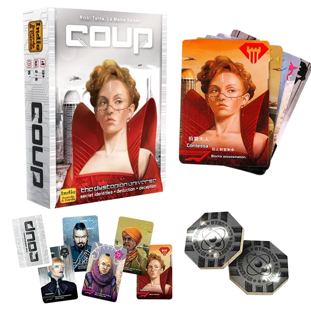 Coup Reform Card Game, Game from The World of The Resistance 2-6 Players 15 Min Card Games Family Games, Party Game for Kids and Adults