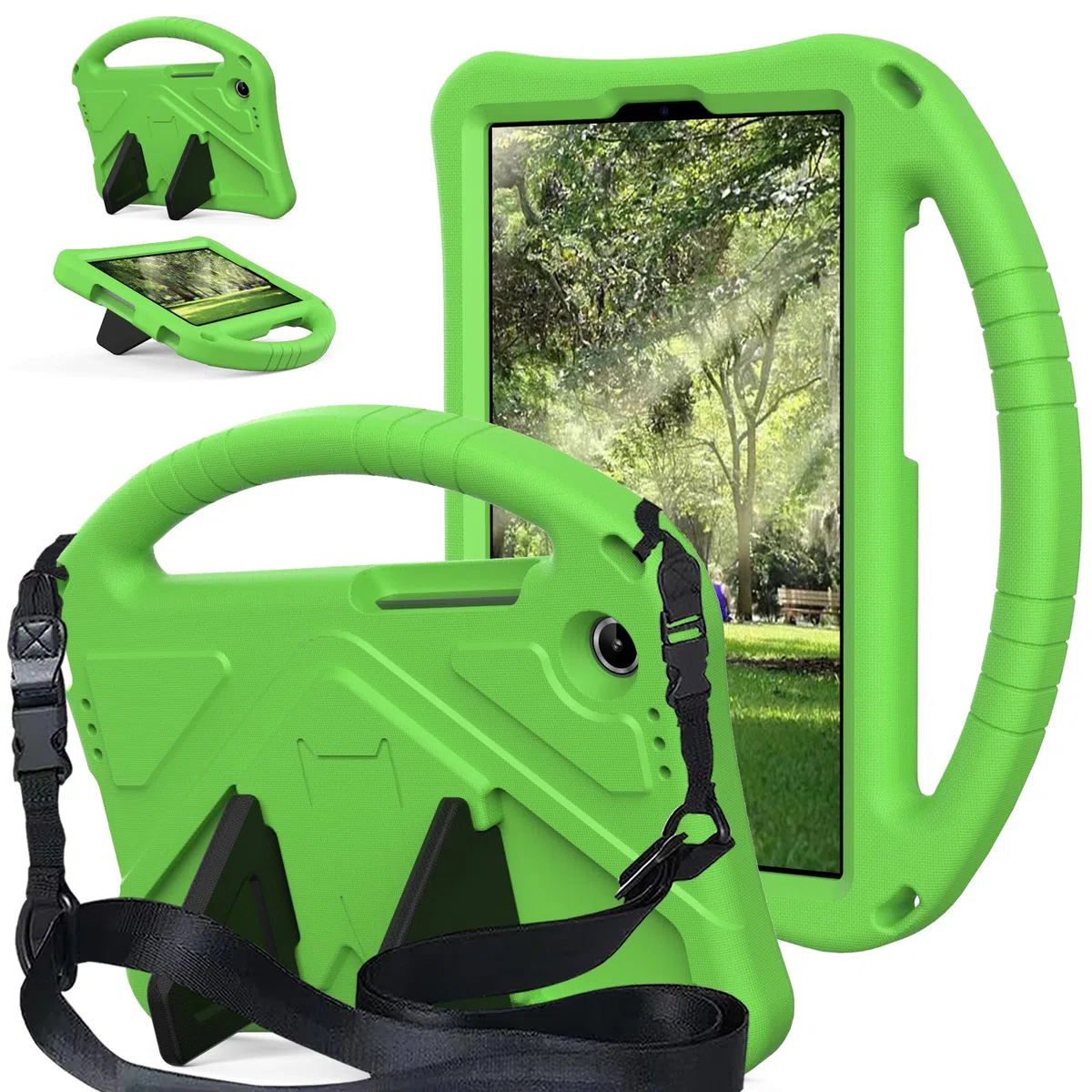 Compatibile con Lenovo Tab One 8,7" 2025 (TB336FU) Custodia per bambini, resistente, leggera, antiurto, con manico protettivo (verde)