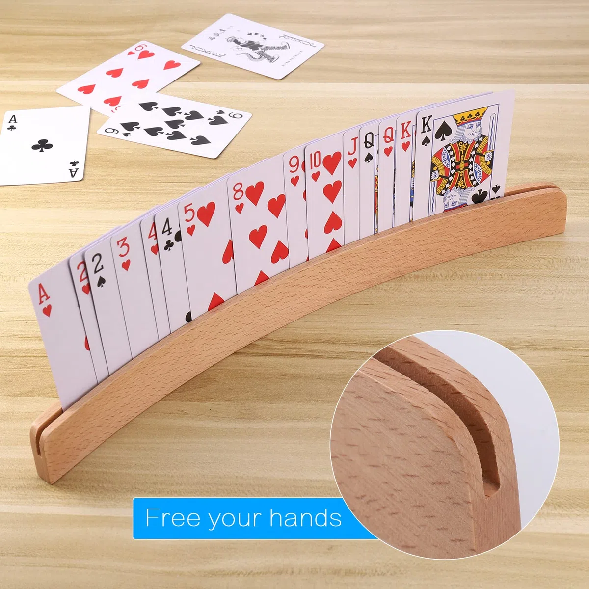 Zocipro 2 porte carte da gioco per bambini, legno curvo, mani libere, Poker/Bridge/Uno, organizzato per adulti e anziani