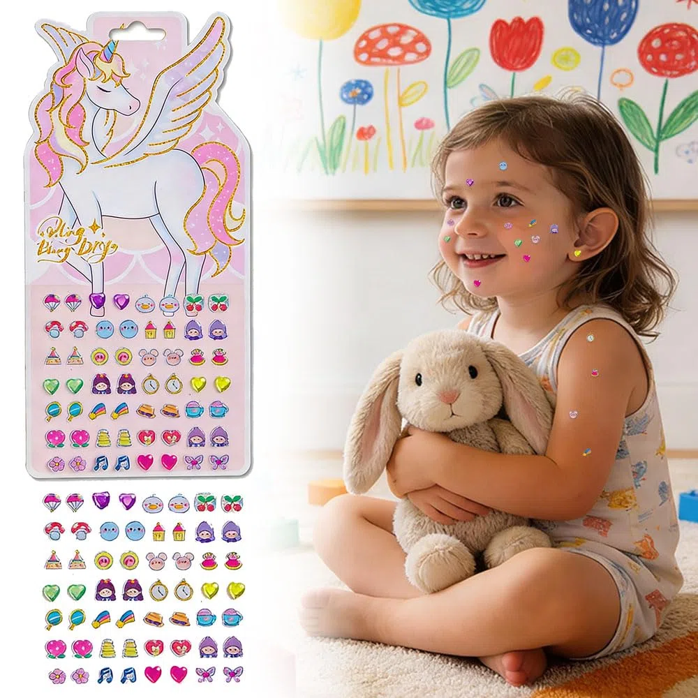 Orecchini da attaccare per ragazze, adesivi 3D autoadesivi con cristalli glitterati a forma di principessa, adesivi per orecchini, adesivi per unghie, fai da te, decorazione per feste, regali di