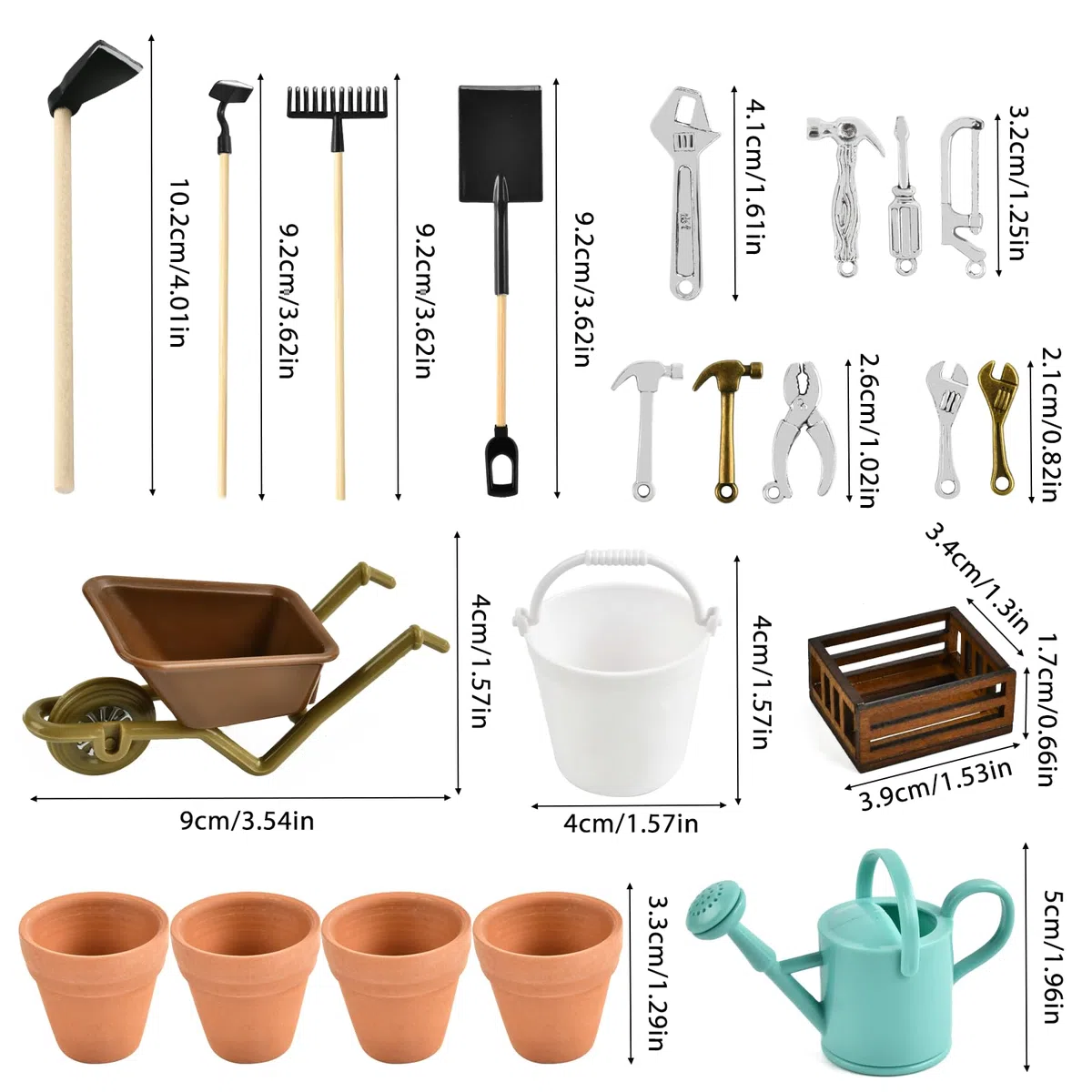 18 Pezzi Accessori per Giardino in Miniatura,Mini Casa Delle Bambole in Miniatura,Attrezzi da Giardinaggio Adatto per Decorare Mini Giardino