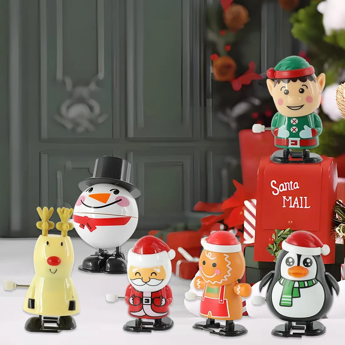 Giocattoli a Carica Manuale Natalizi, 6 Pezzi Personaggi a Molla Riempimento del Calendario dell'avvento Calze Natale Feste Regali, Natalizia Giocattolo per Carica Regalo per Neonati Bambini Adulti