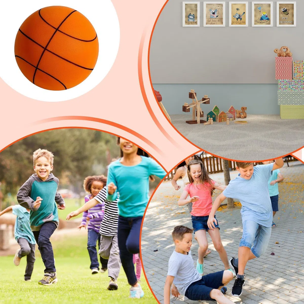 Set Da Basket E Canestro Silenziosi | Basket Silenzioso Per Bambini | Con Cestello Regolabile, Morbido E Sicuro, Assorbe Efficacemente La ForzaD'impatto, Dribbling Silenzioso, Nessun Rumore