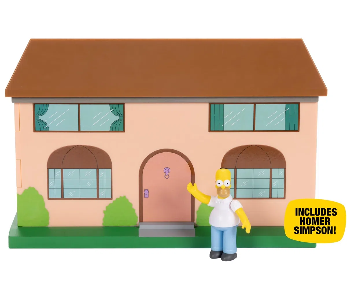 Playset Casa Diorama Soggiorno Pacific dei Simpson Jakks, con licenza ufficiale, include mini statuetta di Homer da 6 cm e accessori, divertenti funzioni interattive, regalo per bambini