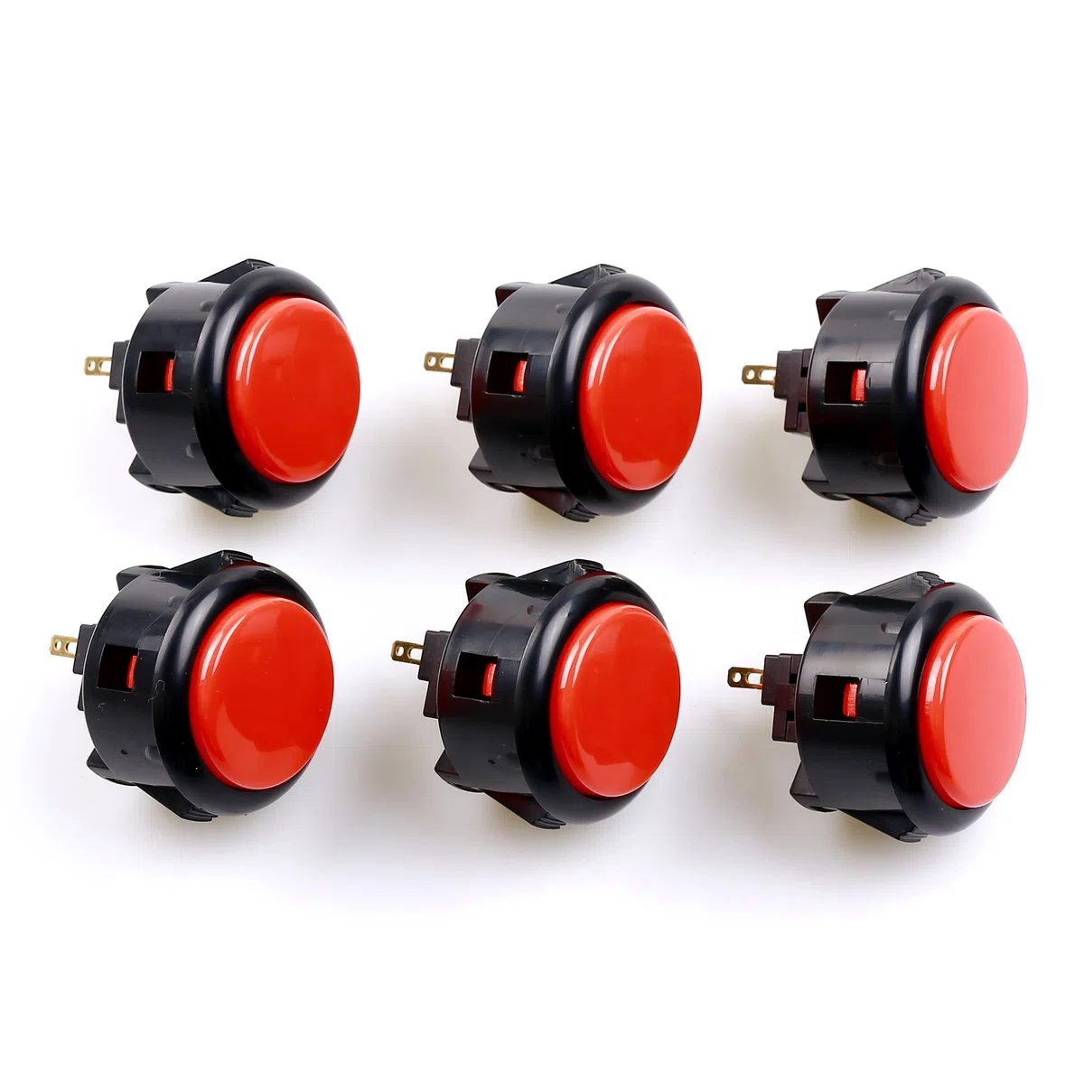 Sanwa 6 pezzi OBSF-30 Pulsante originale 30mm - per videogioco Arcade Jamma e console di gioco con joystick Arcade (Nero & Rosso) S@NWA