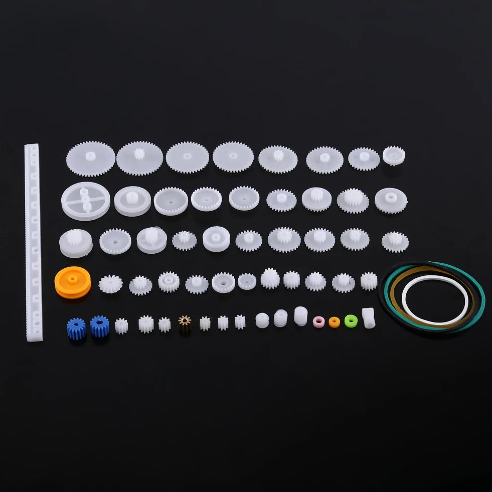 Fafeicy Set Ingranaggi in Plastica, Ingranaggi Motore Elettrico 12v, Kit Viti Senza Fine per Puleggia, Set Ingranaggi per Corona, Parti Giocattoli per Robot Giocattolo(60 Gear Packages)