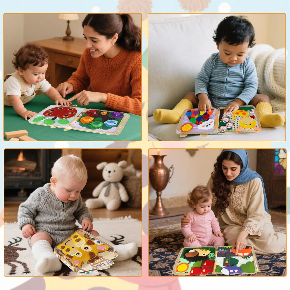 Busy Board Montessori Libro Interattivo 1 Anno, Libro in Tessuto per Bambini, Montessori Silenzioso Libros con, Giocattolo a Partire da 2 3 4 5 6 Anni, Regalo per Ragazzi e Ragazze