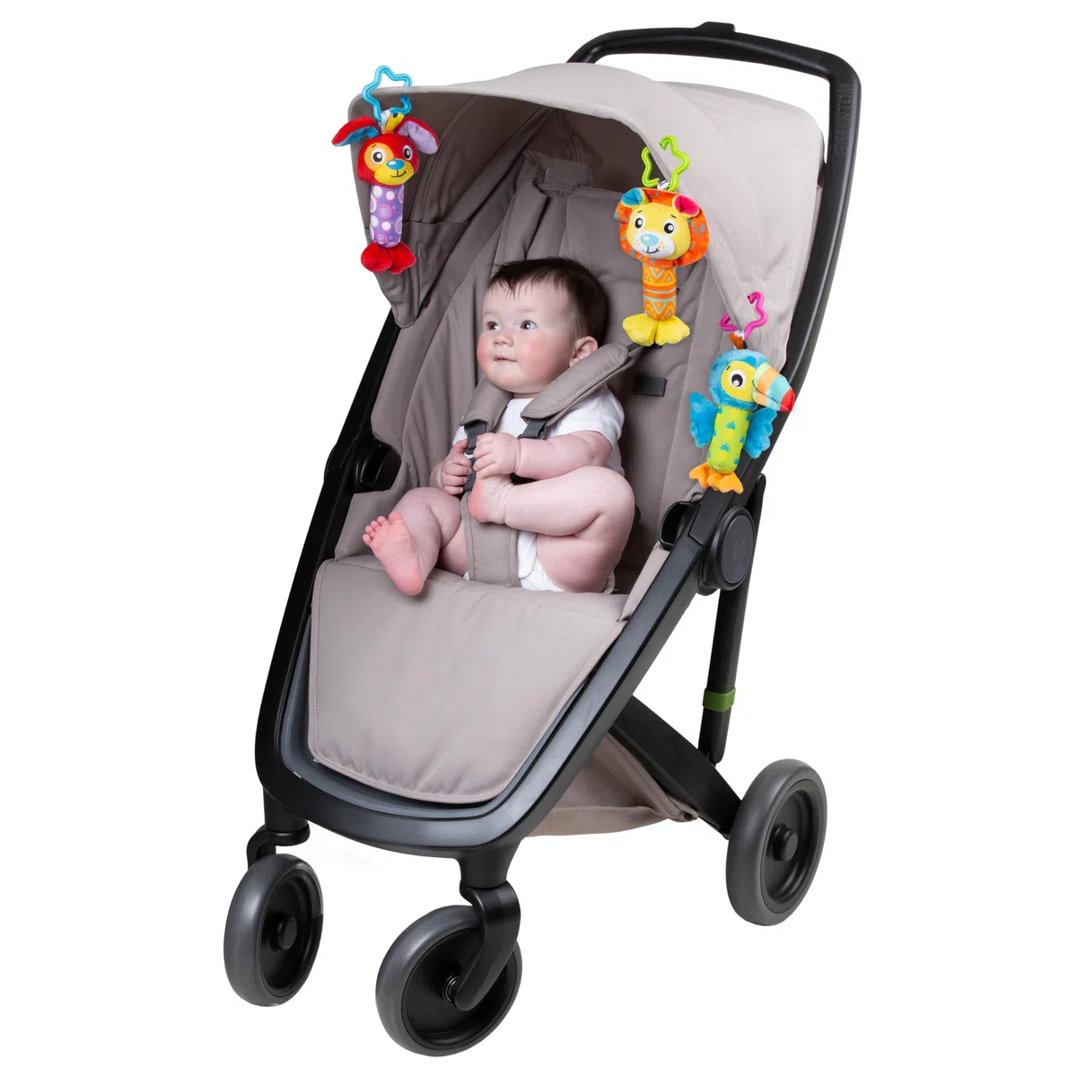 Playgro Trio di Pupazzi da Appendere, Con Tintinnio, Sonaglio e Campanellina integrati, A Partire dalla Nascita, Multicolore, 40193