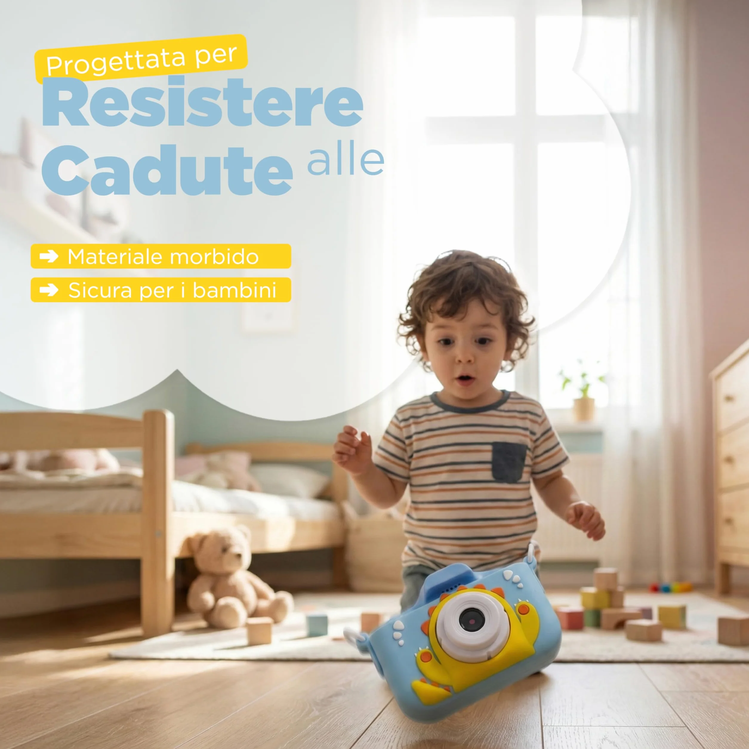 Fotocamera Digitale Bambini con Video HD, Giochi Integrati e Filtri Divertenti, Macchina Fotografica per Bambini con Cover in Gomma Antiurto, Display LCD, Micro SD Inclusa, Giocattolo Educativo