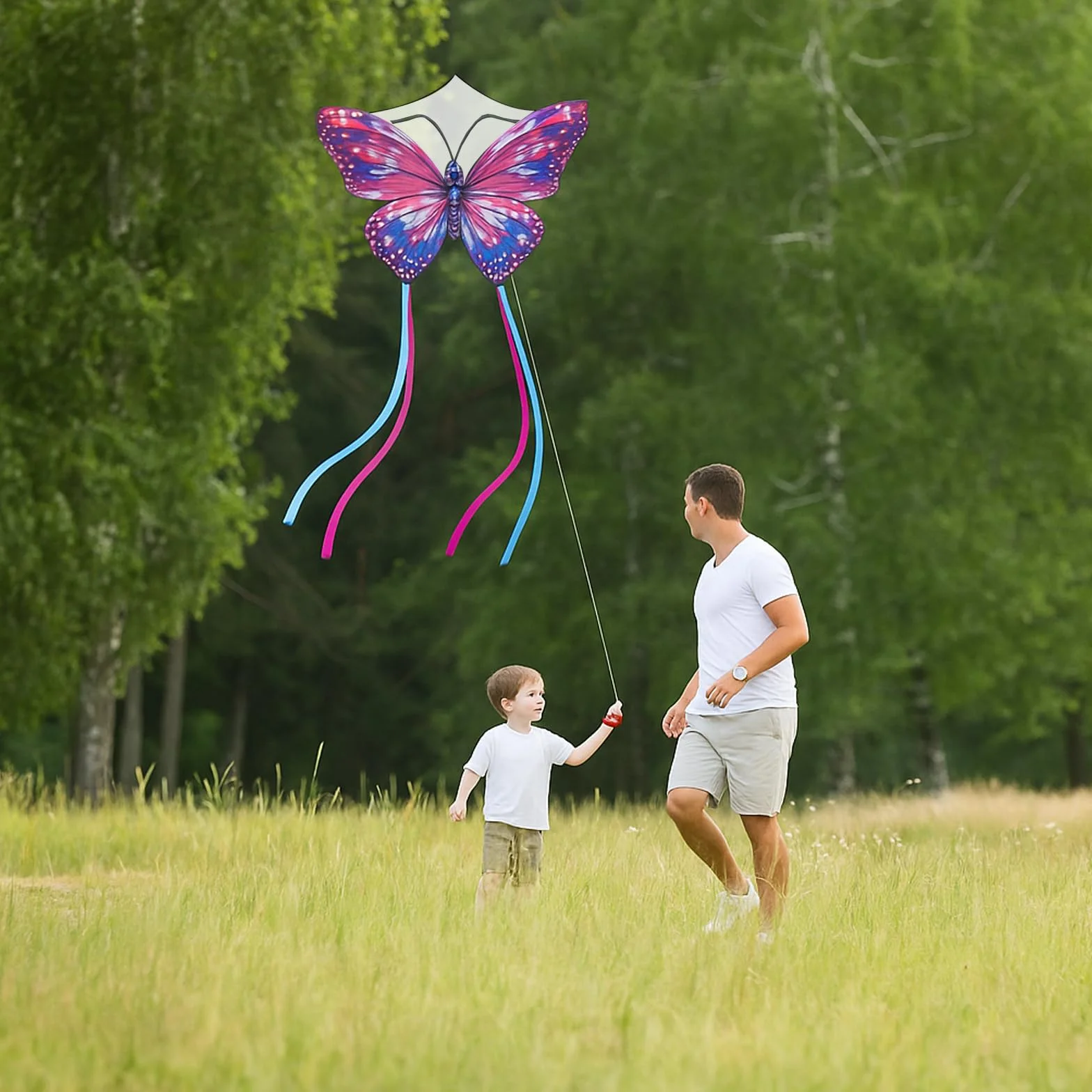 SSKHE Grande aquilone a farfalla da 139,7 cm, facile da far volare per principianti, con coda lunga, per spiaggia e parco all'aperto, ideale per le famiglie e come regalo