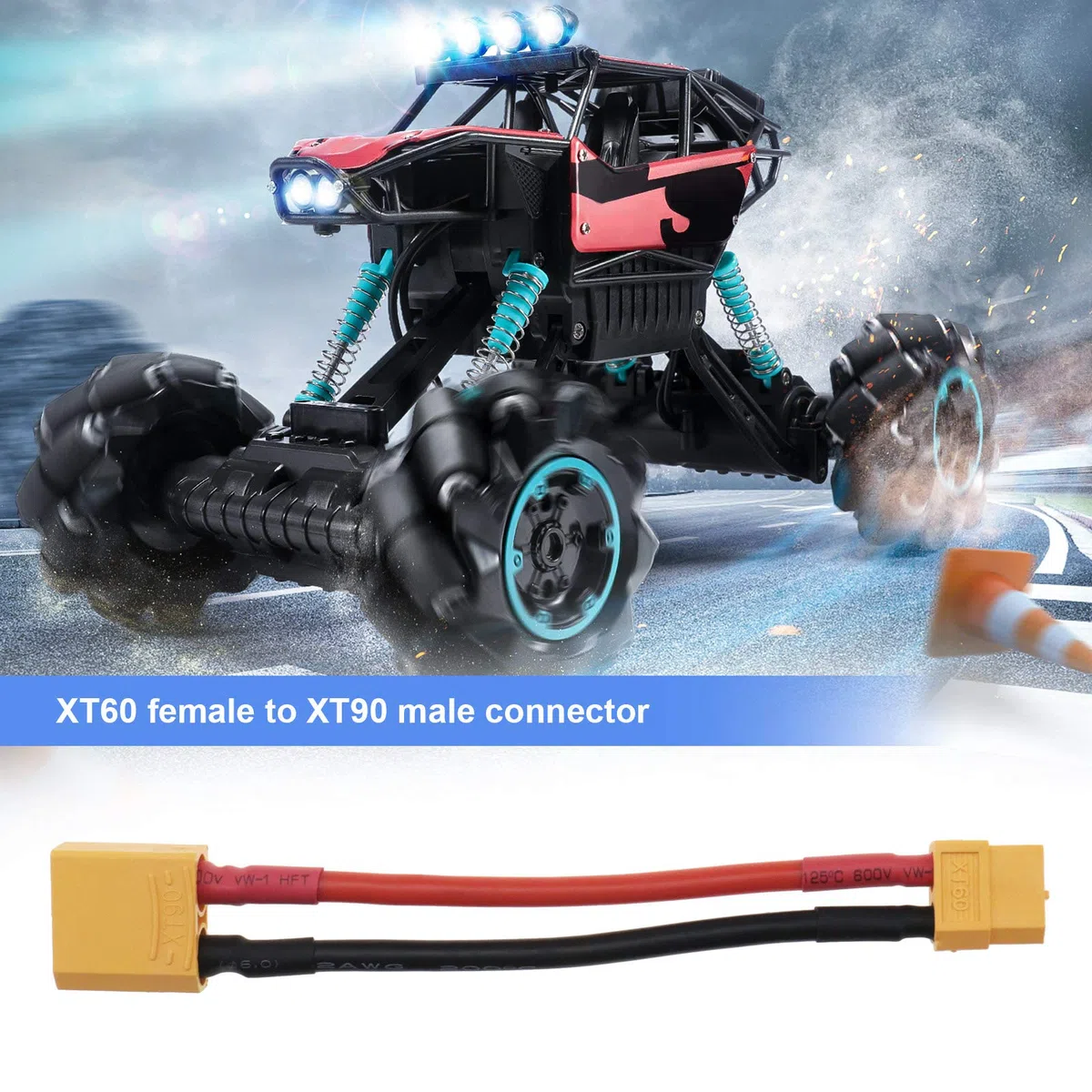 2 Pz XT90 Maschio A XT60 Femmina Conversione Cavo Adattatore Con 10 cm/4 Pollice 12AWG Filo & Plastica Guscio Protettivo Per RC Lipo NiMH Caricabatteria ESC