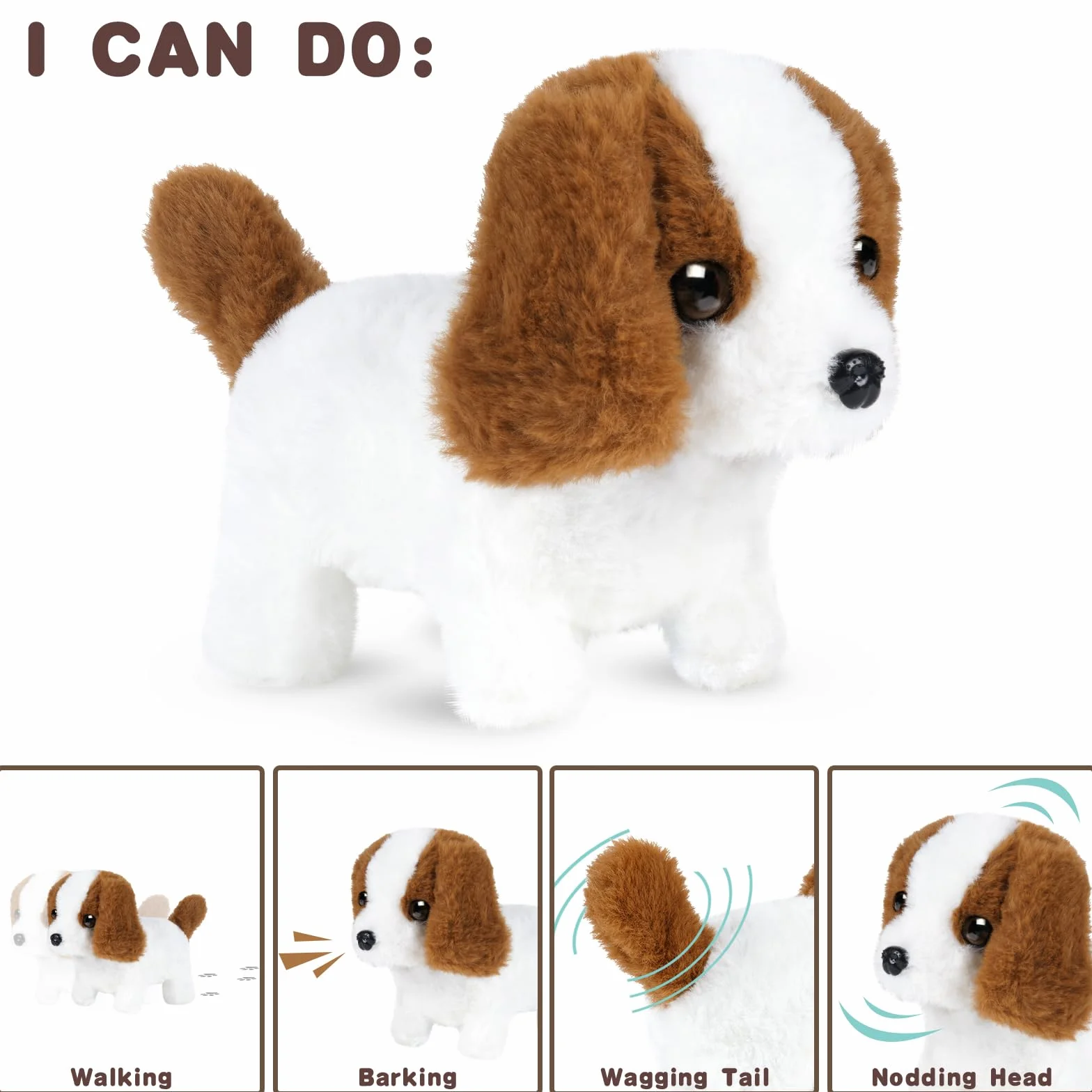 Elettronico Cane Giocattolo, Simulati Peluche Cane Giocattolo Giocattoli, Interattivi, Passeggiate, Corteccia Giocattoli Prima Educazione Regalo di Compleanno