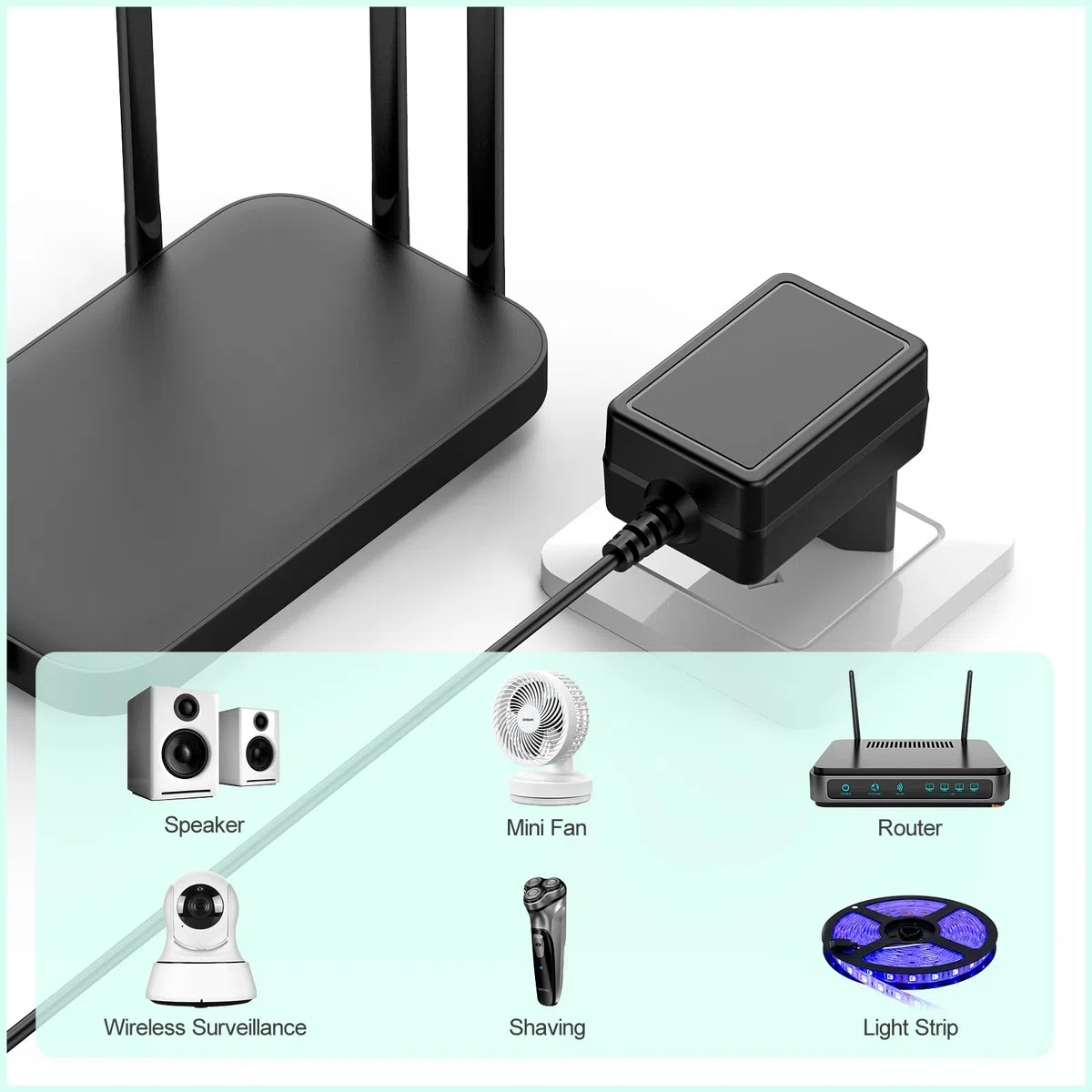 melasta AC/DC Adattatore universale 12V 1A con 8 Connettori DC per Strisce LED, Router senza Fili, Gatti ADSL, HUB, Interruttore, Alimentatori Audio/Video, 0.3A Max, Solo per Caricabatterie a 12V