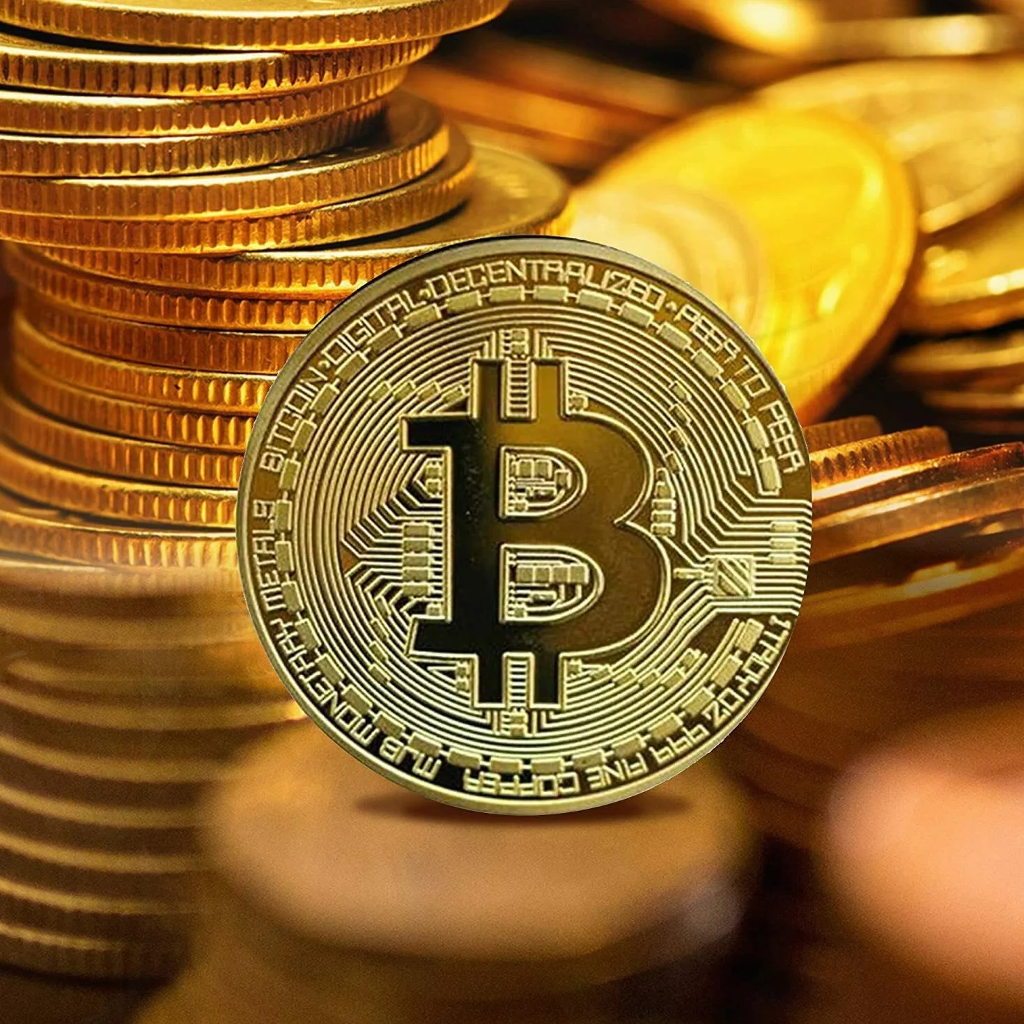 Dawnzen 12 Pz Bitcoin Moneta Fisica, Oro Placcato Moneta Bitcoin Regalo Collezionabile BTC Coins con Capsula Protettiva