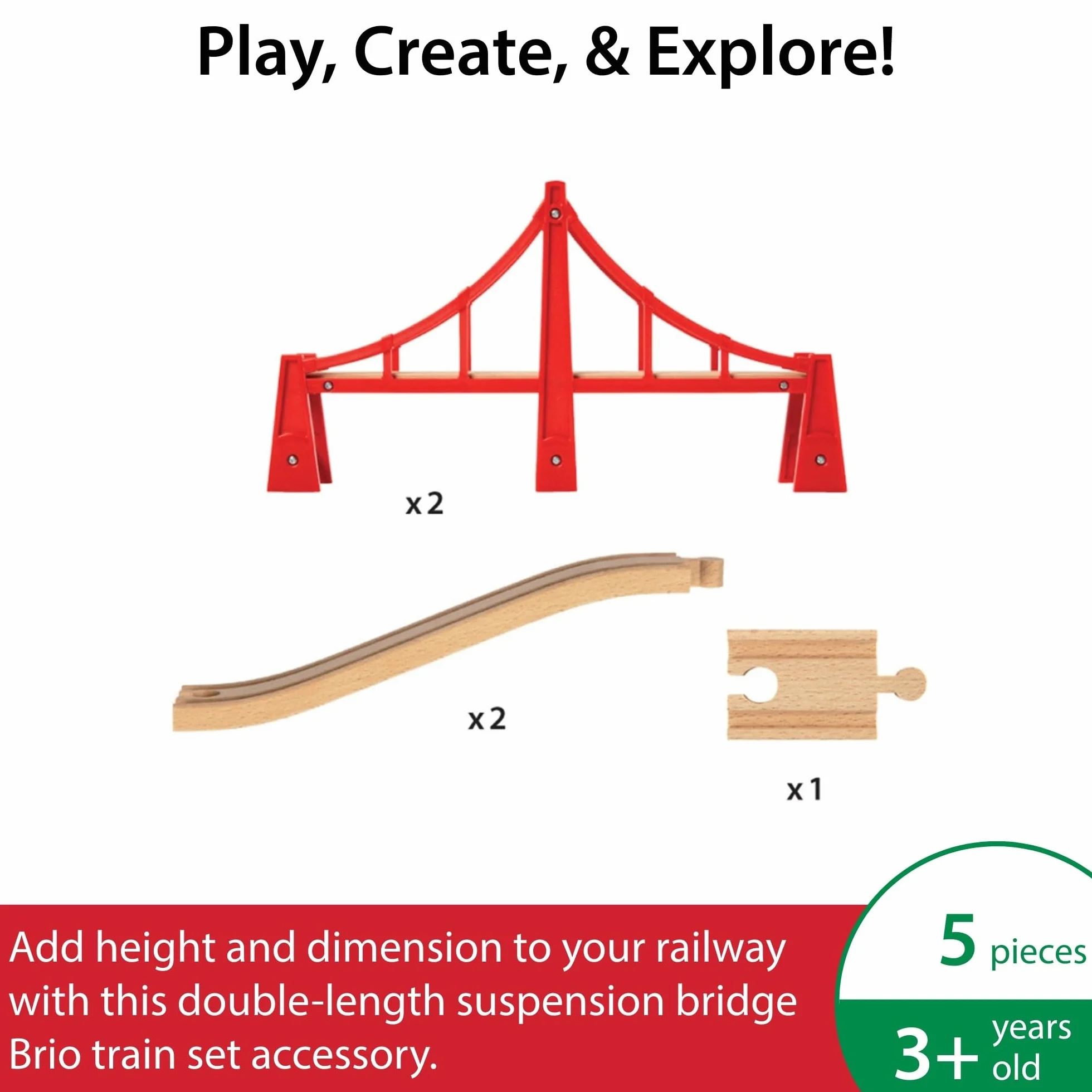 BRIO World 33683 Suspension Bridge - Accessori ferroviari Wooden Railway - Giocattoli per bambini piccoli consigliati per bambini dai 3 anni in su