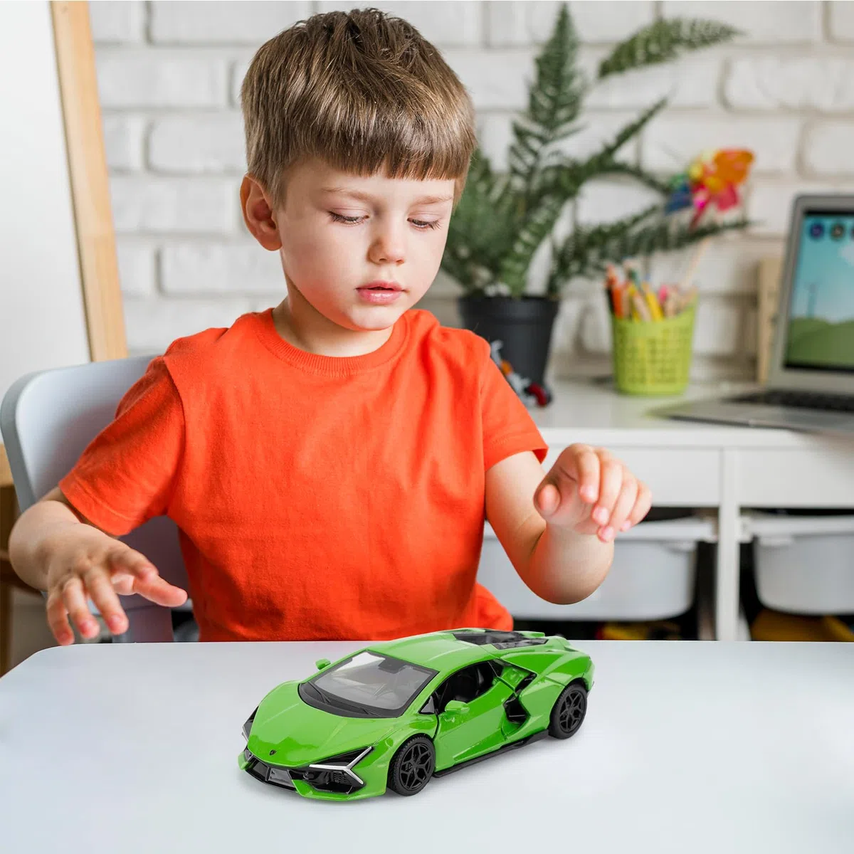 giocattolo Lamborghini Reventon 1/36 auto modello con funzione di ritiro porta aperta, adatto per collezione e regalo per bambini (verde)