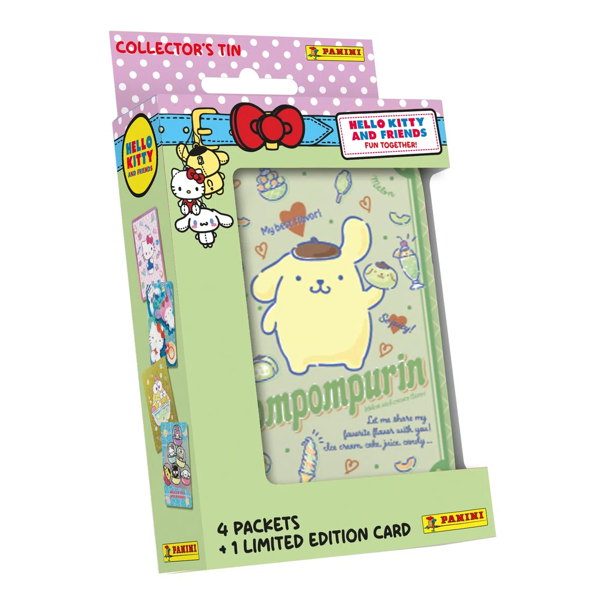 Panini Hello Kitty & Friends Trading Cards - Scatola in metallo con 5 buste premium + 1 biglietto in edizione limitata (4 immagini casuali)