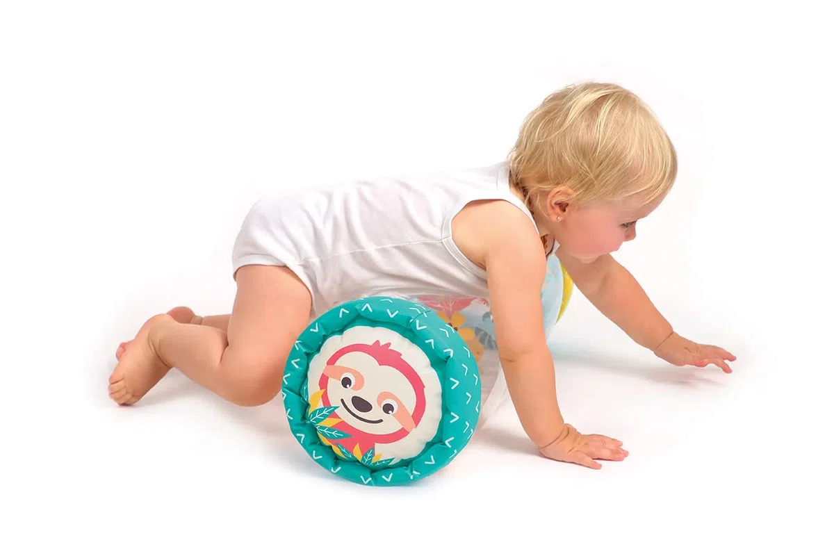 Ludi - Baby Roller Pigro - Grande cilindro gonfiabile con piccole palle sonore - Sviluppa le capacità motorie - Da 6 mesi