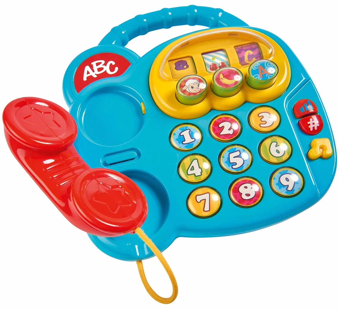 Simba ABC 104010016 - Telefono colorato, Giocattolo per Bambini, Display Girevole, Melodia, Telefono da Gioco, Telefono educativo, con Diversi Suoni, 20 cm, capacità motorie, Bambino a Partire dai 6