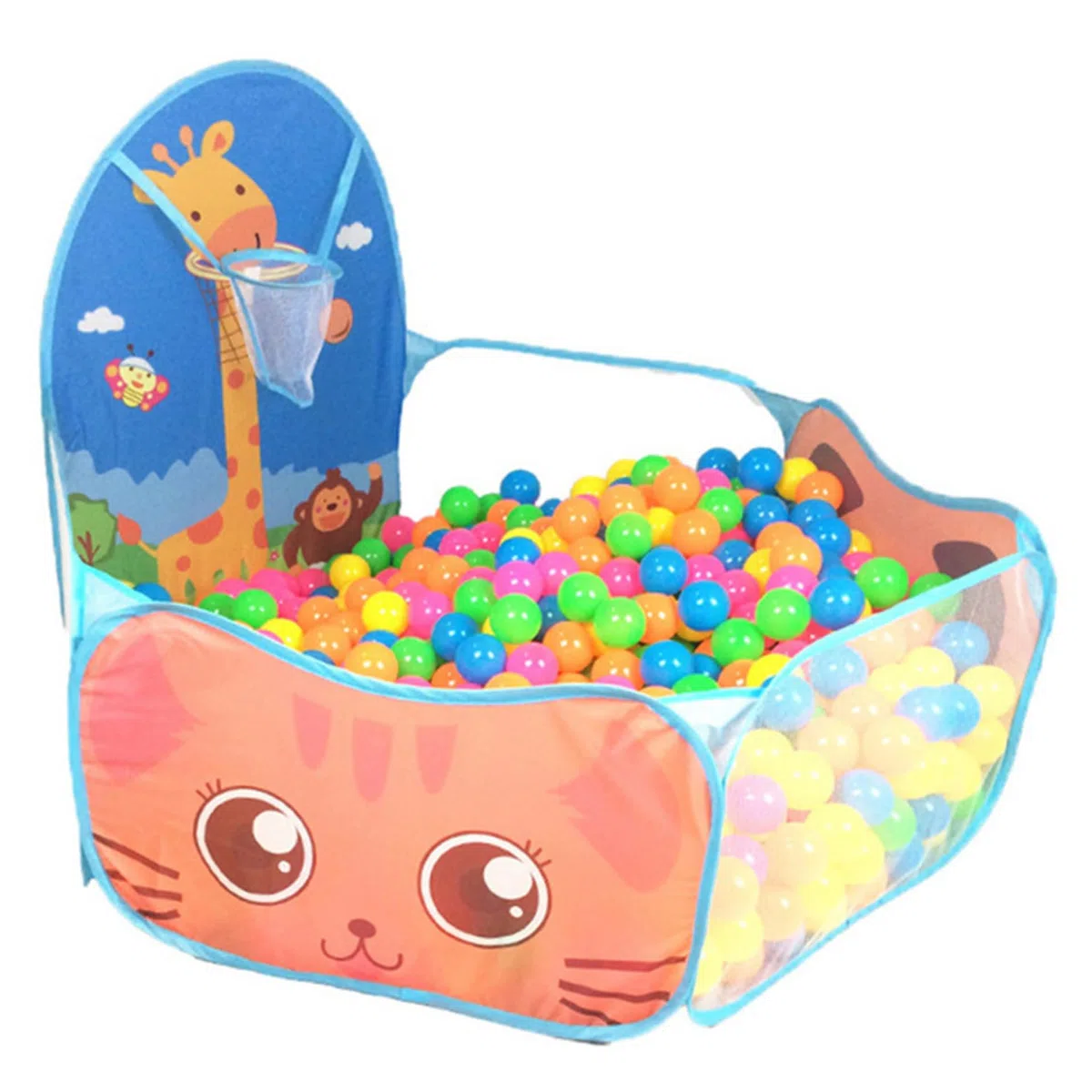 Piscina per Palline per Bambini, Pieghevole, in Schiuma, con canestro da Basket, Robusta e Resistente agli Strappi, per casetta da Gioco per Bambini, per Gattonare, Palline Non Incluse, per