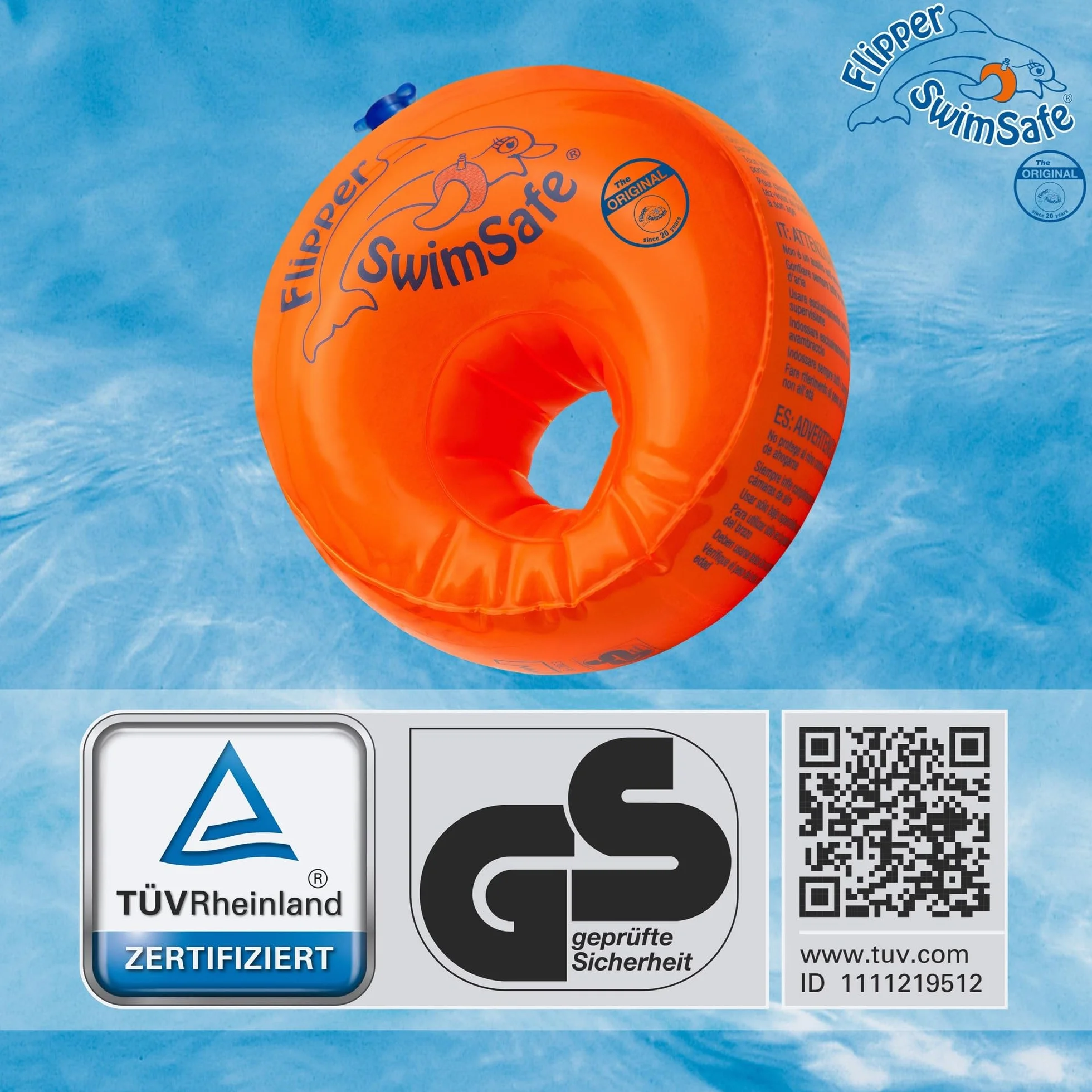 Flipper SwimSafe - ausilio per il nuoto per bambini dai 12 mesi, ali d'acqua con nucleo infrangibile in schiuma PE per imparare a nuotare