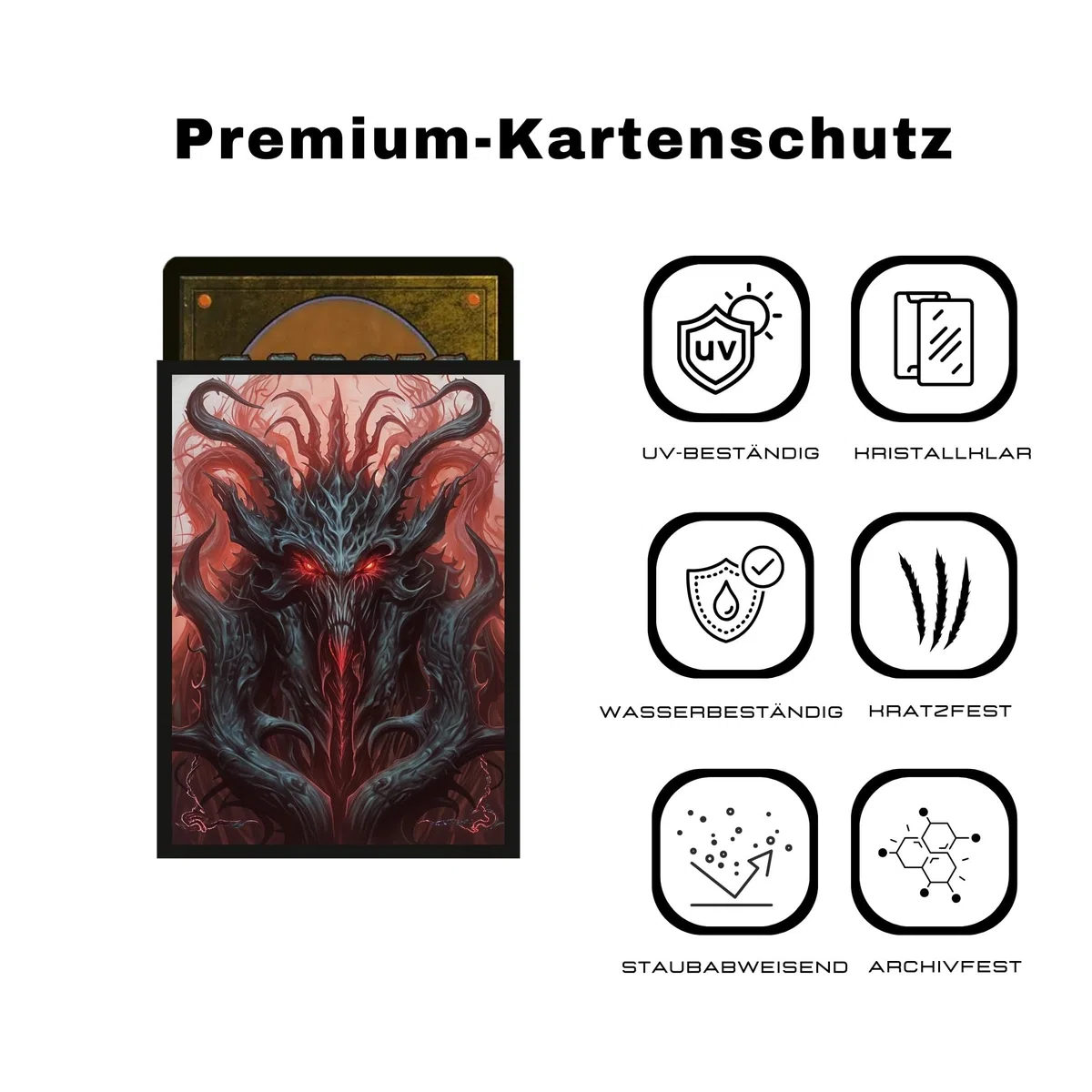 Bustine per carte collezionabili – 100 pezzi – retro lucido e frontale trasparente (66 x 92 mm) – Adatto per carte standard, MTG, Sports & Collector Deck – Infernum Edition