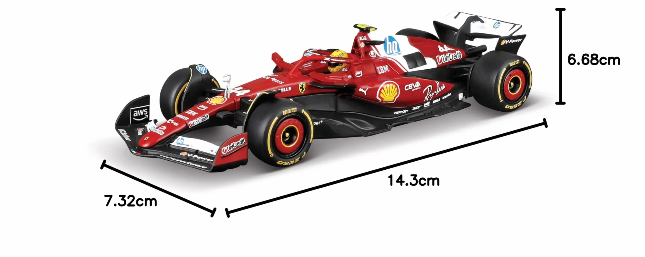 Bburago Ferrari SF-25 F1 2025 #44 Hamilton Diecast 1:43 Replica Dettagliata Teca Basetta Licenza Ufficiale Ferrari