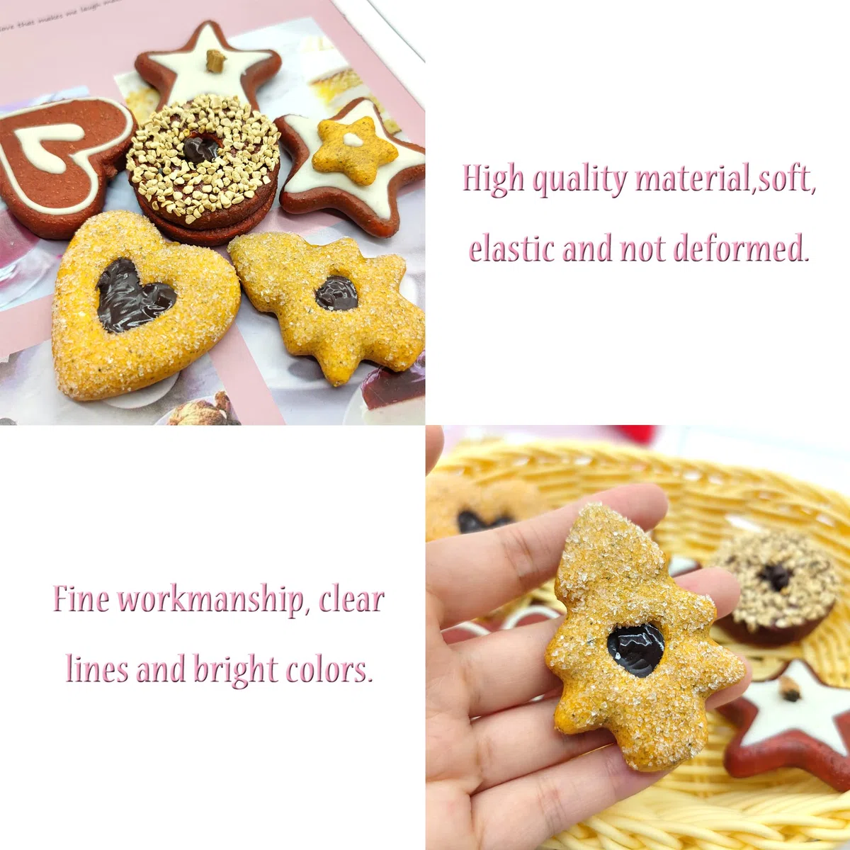 6pcs Biscotti Finti Torta Di Pane Simulata Biscotti Artificiali Simulazione Artificiale Dei Biscotti Simulazione Del Biscotto Realistico Cibo Dessert Per Decorazione, Modello Di Cibo, Fotografia