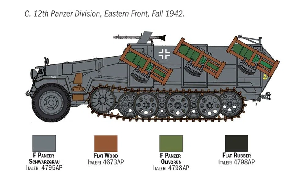 Italeri 7080 Sd.Kfz. 251/1 Stuka Zu Fuss, scala 1:72, plastic model kit, modello in plastica da montare, modellismo, mezzi militari, Grigio