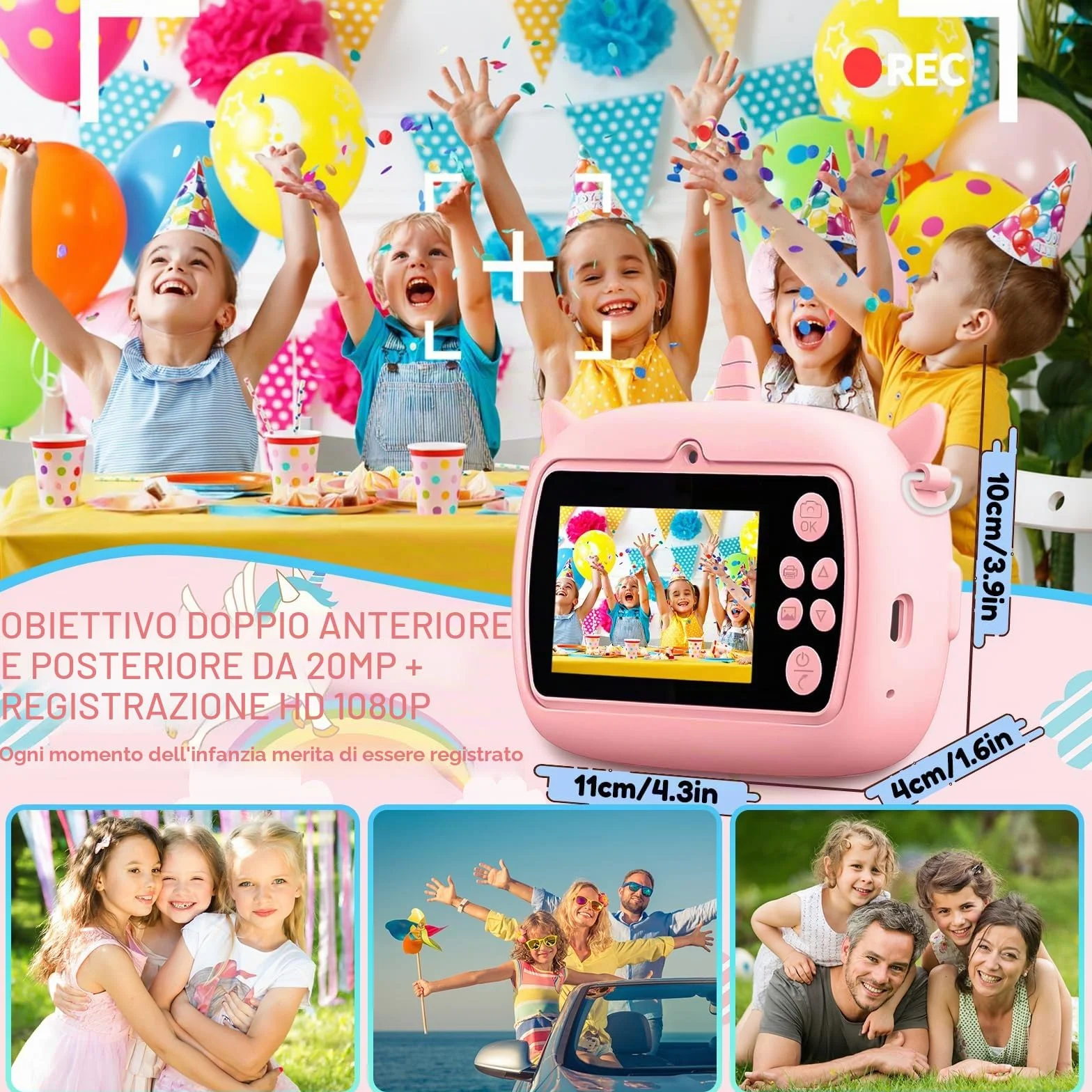 Macchina Fotografica Bambini, 2,4 Pollici Macchina Fotografica Istantanea, 1080P Macchina Fotografica Bambini Istantanea, con 32GB Scheda SD e Carta da Stampa, Regalo per Bambini dai 3-12 Anni