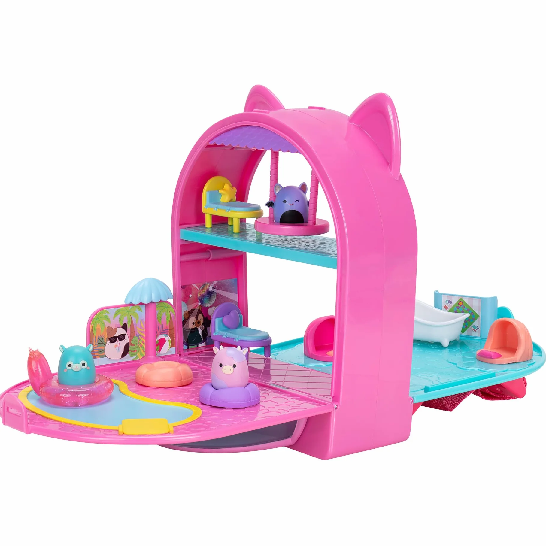 Squish-a-longs Original Squishmallows Party Pack On-The-Go Playset - Serie 1 - Tre mini squish da 2,5 cm con 9 arredi - Colleziona, scambia e gioca