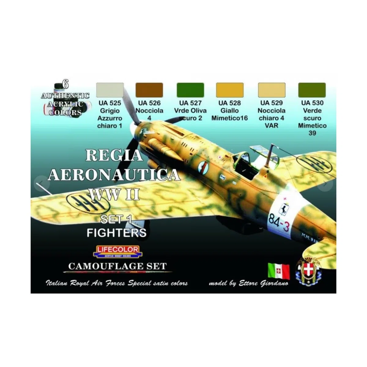 Lifecolor Set di colori acrilici CS19 WWII Italian Regia Aeronautica