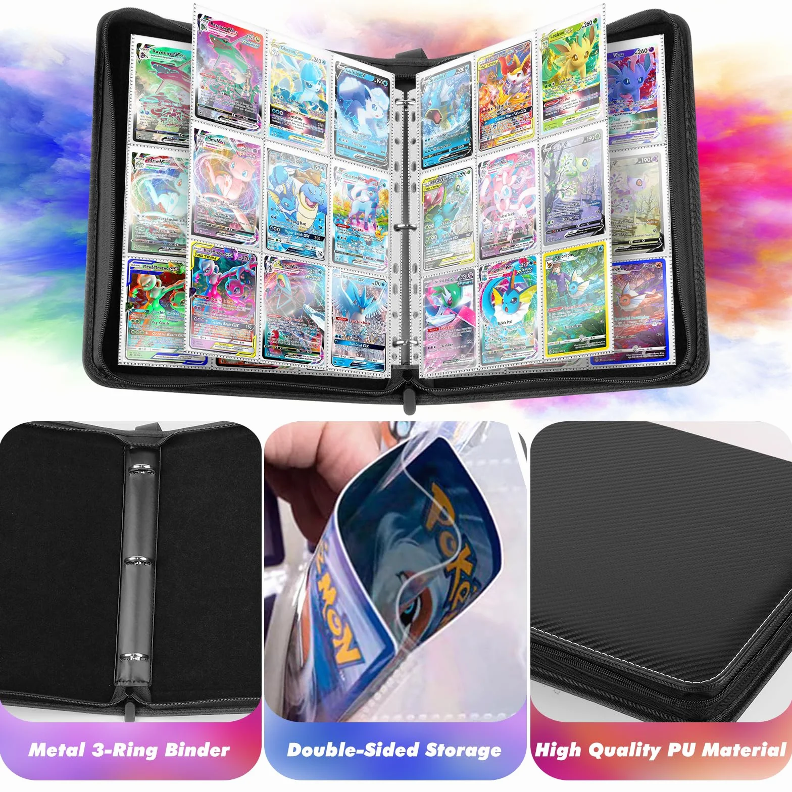 GIBOHOM Raccoglitore Carte Magic, 900 Tasche Album Carte, 50 Pagine Album One Piece Card Game, Album di Carte per Giochi di Carte Collezionabili (Nero)