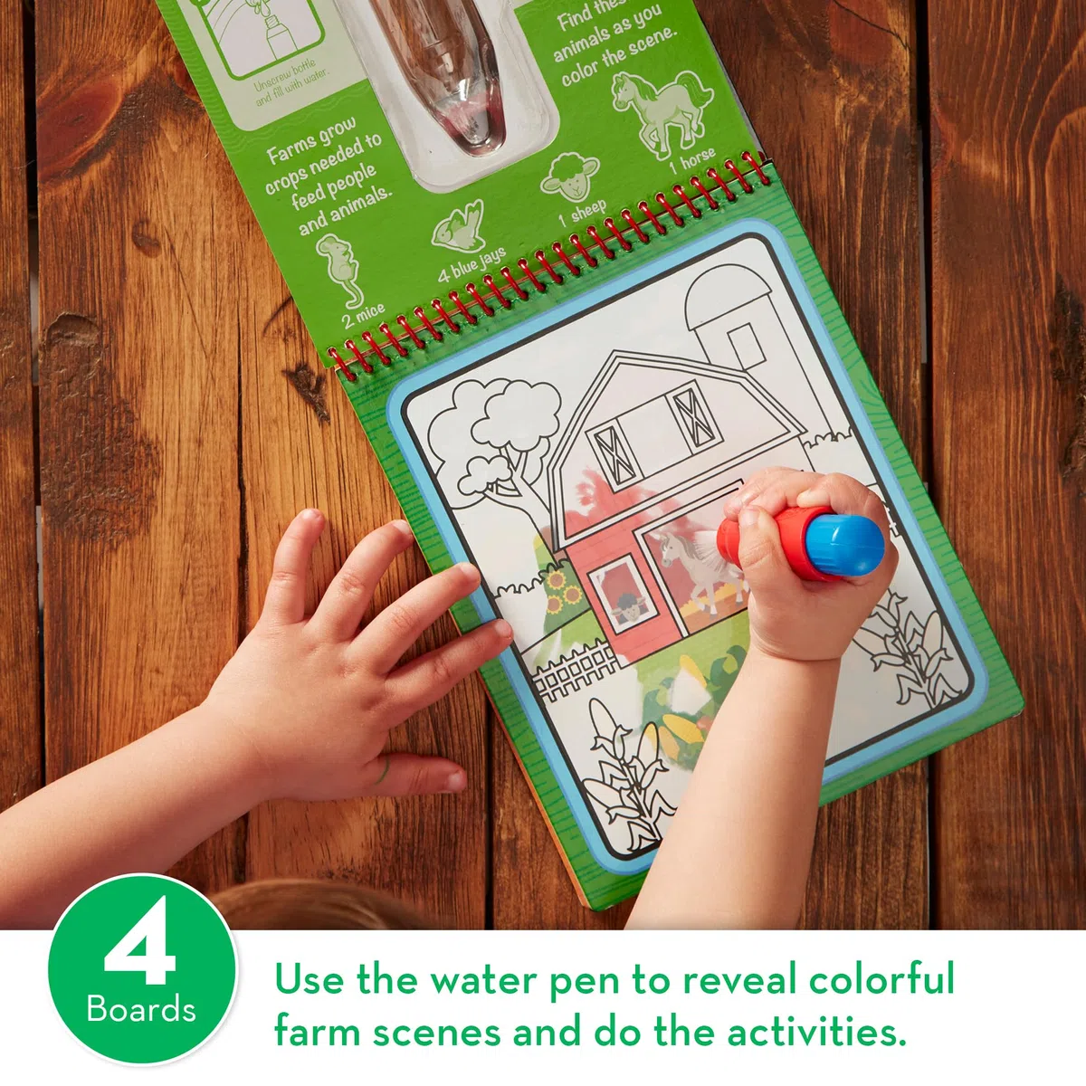 Melissa & Doug Water Wow | Libro Magico da Colorare con la Penna, a Tema Fattoria | Album da Colorare con Pennarelli ad Acqua | Giochi da Viaggio per Bambini dai 3 ai 7 Anni