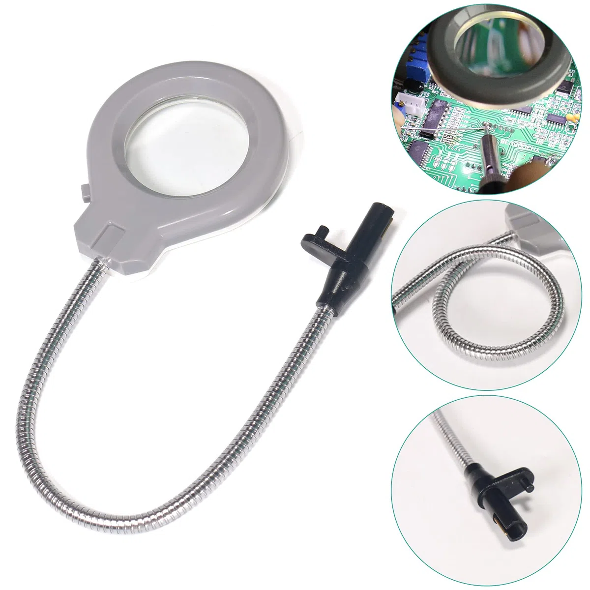 Lente d'ingrandimento YIHUA con illuminazione a LED per YIHUA 926 LED IV 110W EVO & 939D+ III EVO(grigia)