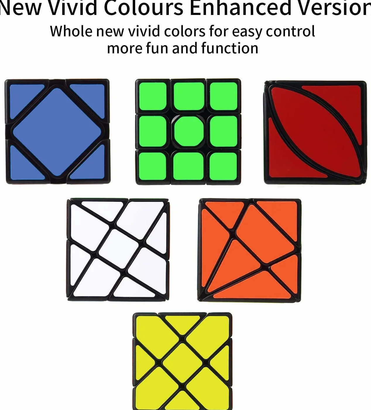 ROXENDA Speed Cube Set, 6 Pack di Skew Axis Windmill Fisher Ivy 3x3 Speed Cube, Collezione Cubo di Velocità per Bambini e Adulti (Irregolare)