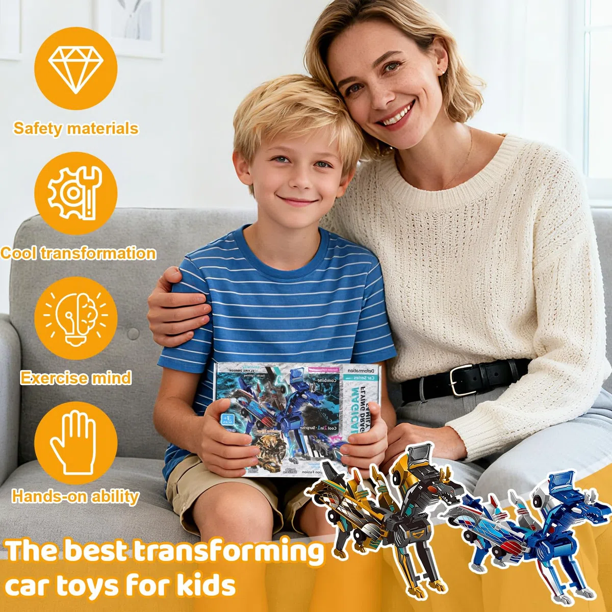 Auto Trasformabile Dinosauro Giocattolo, 2 in 1 Dino Auto Transformers, Giocattolo Auto Dinosauro Trasformabile, Drago Transf0rmers Macchina Giocattoli, Auto Dinosauro Trasf0rmabile per Regalo