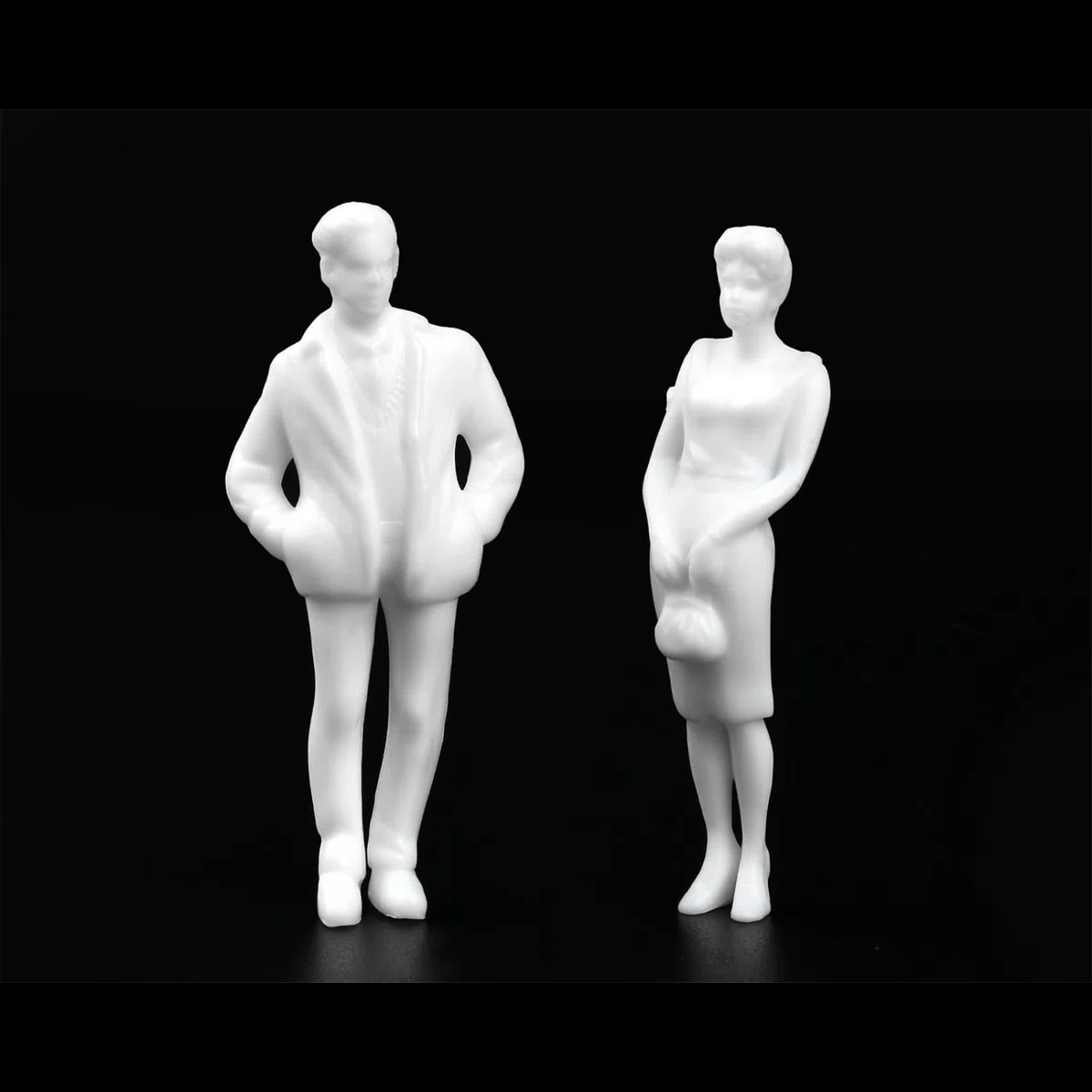 20 pezzi figure modello bianco non dipinto, diverse figure in piedi passanti H0 1:25, diverse pose in miniatura, persone figurine per progetto di pianificazione architettonica modello ferroviario
