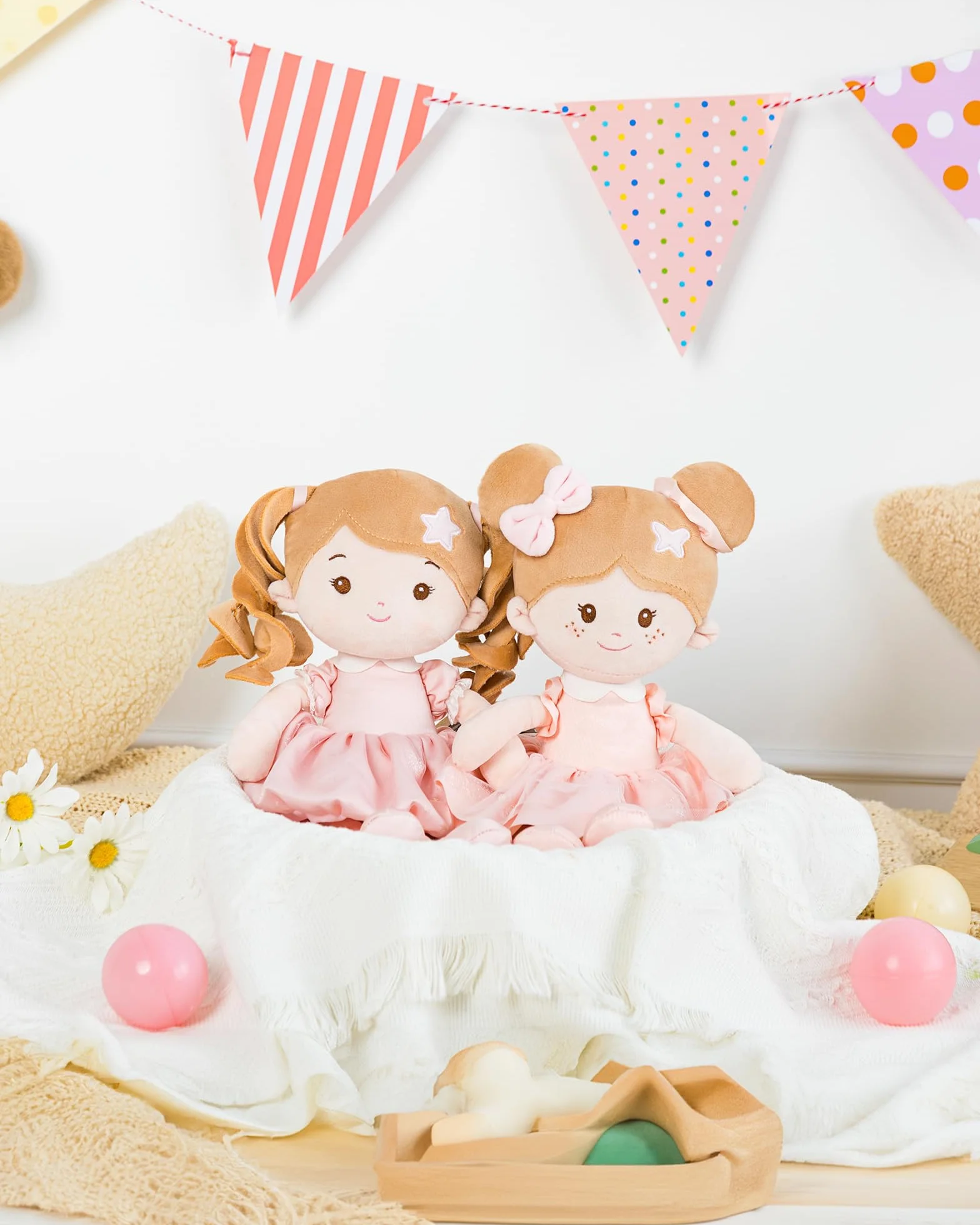 LeyaDoll Bambola morbida(12''), bambola bambina ideale come regalo bambino 1 anno, regalo di battesimo e Natale per bambina e neonati Daydream-Princess-Starlet-Light-Pink
