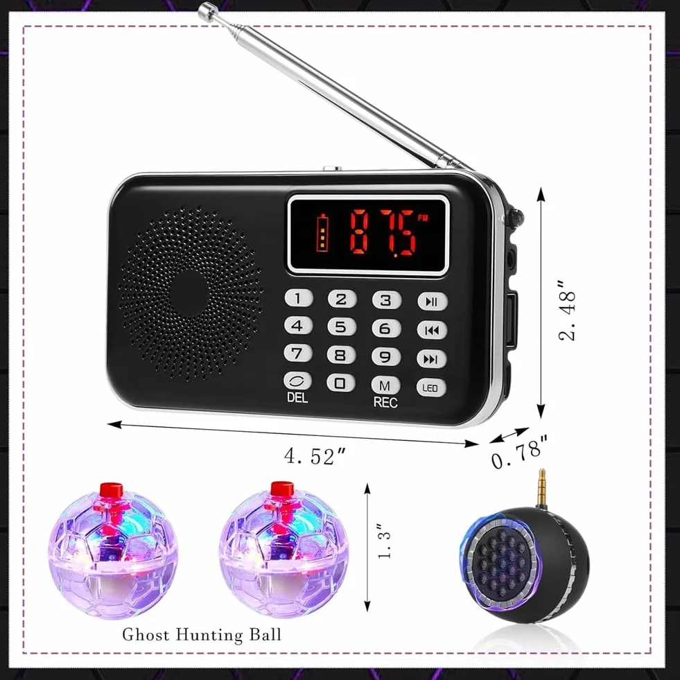 Spirit Box Kit Attrezzature con 2 LED Cat Ball 1 Spirit Box Altoparlante Paranormale Attrezzature Kit Ufficio Esterno
