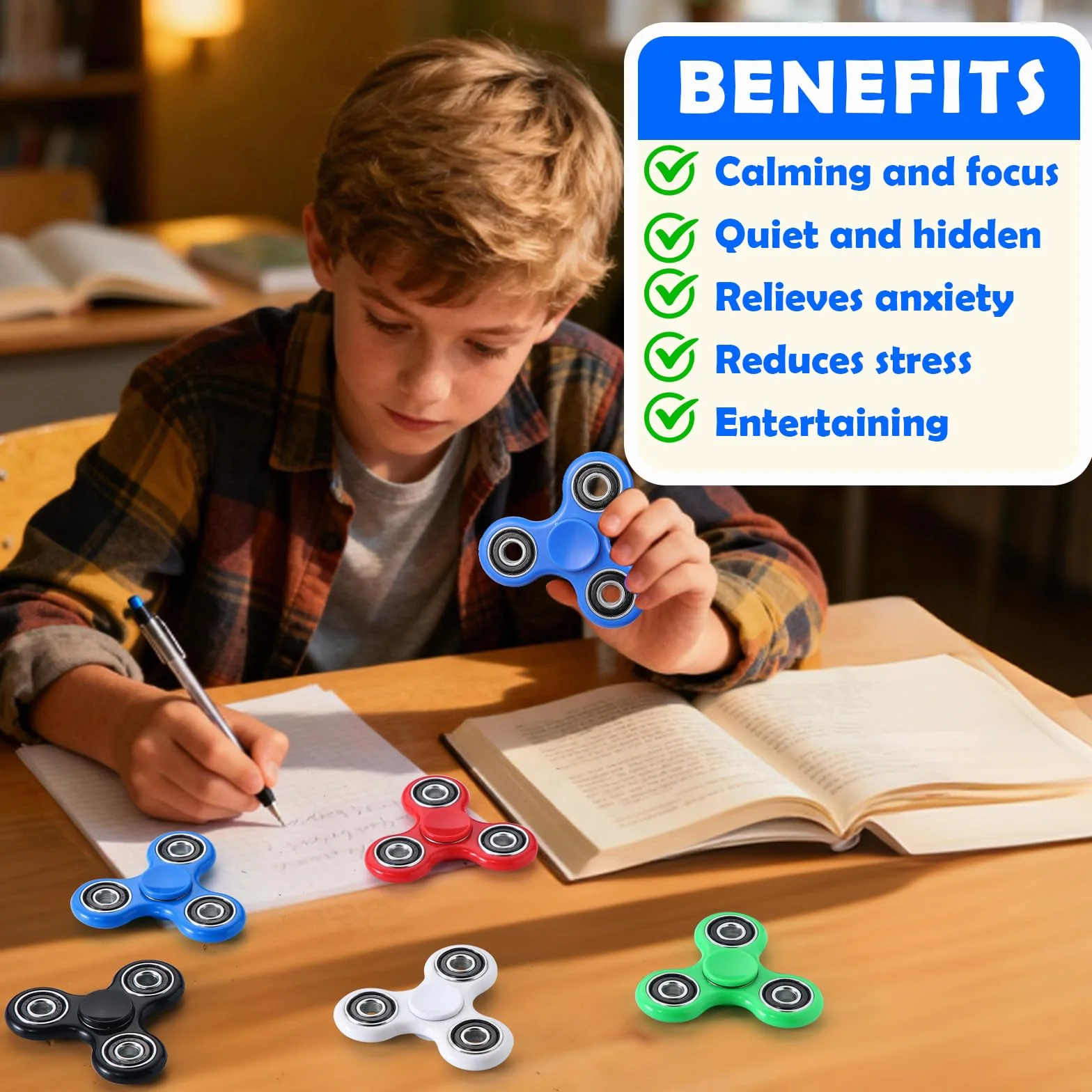 SCIONE Fidget Spinner 5 Pezzi - Giocattoli Anti-Stress per Bambini e Adulti, Rotazione Fluida Compleanni - Gioca in Ufficio, Scuola o Casa - ADHD, Autismo, Ansia - Spinner Manuale