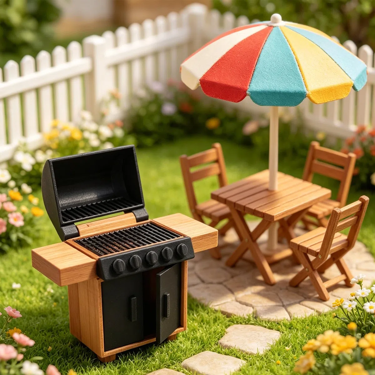 Barbecue in Miniatura per Casa delle Bambole, Accessorio Scala 1:20, 5,6x2,2x6cm, con Hot Dog, Giocattolo Realistico per Bambini