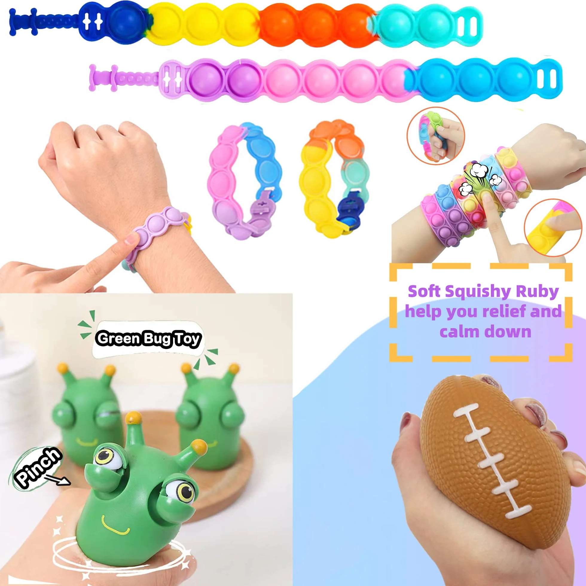 Chennyfun Fidget Toy Set, 26 Pezzi Fidget Toys Pack,Magic Burger Cube Fidget Toys Set Giochi Sensoriali Anti Ansia e Stress è Adatta per Adulti e Bambini, può Essere Usata Come Regali per Feste