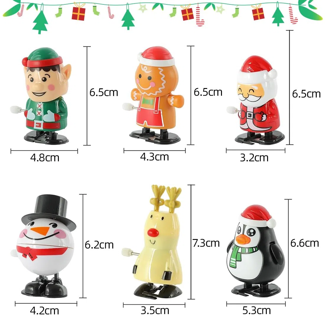 Giocattoli a Carica Manuale Natalizi, 6 Pezzi Personaggi a Molla Riempimento del Calendario dell'avvento Calze Natale Feste Regali, Natalizia Giocattolo per Carica Regalo per Neonati Bambini Adulti