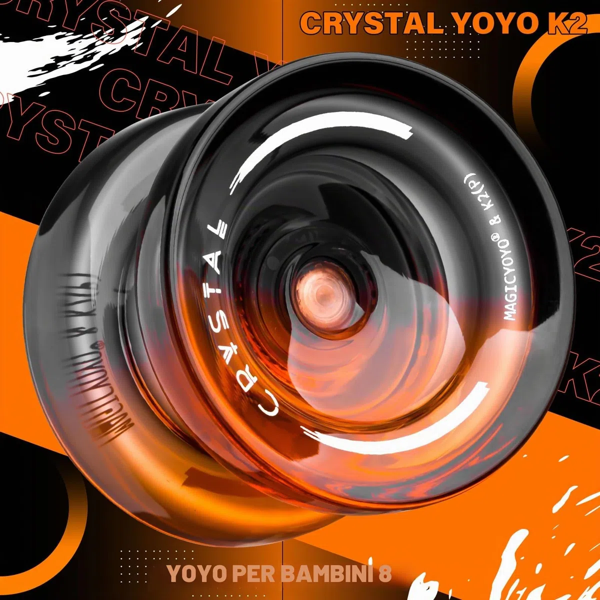 MAGICYOYO Crystal Yoyo K2, JoJo Professionale per Bambini e Principianti, Trick JoJo con Inattivo e Cuscinetto a sfera, Magic Jo Jo per Responsive e Unresponsive, con 12 Cordini, Valigia Accessori