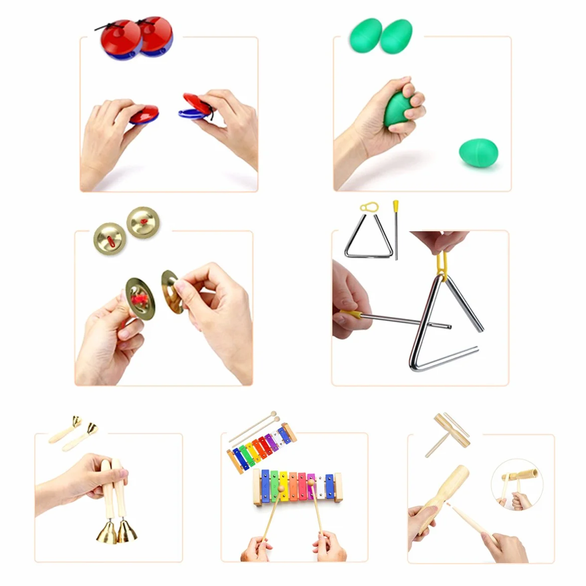 Strumenti Musicali per Bambini, Ulifeme 24 Pezzi Set Strumenti Musicali Percussioni Giocattolos in Legno, Giochi Musicali per Bambini, Regali Musicali Giocattoli con Una Borsa per il Trasporto